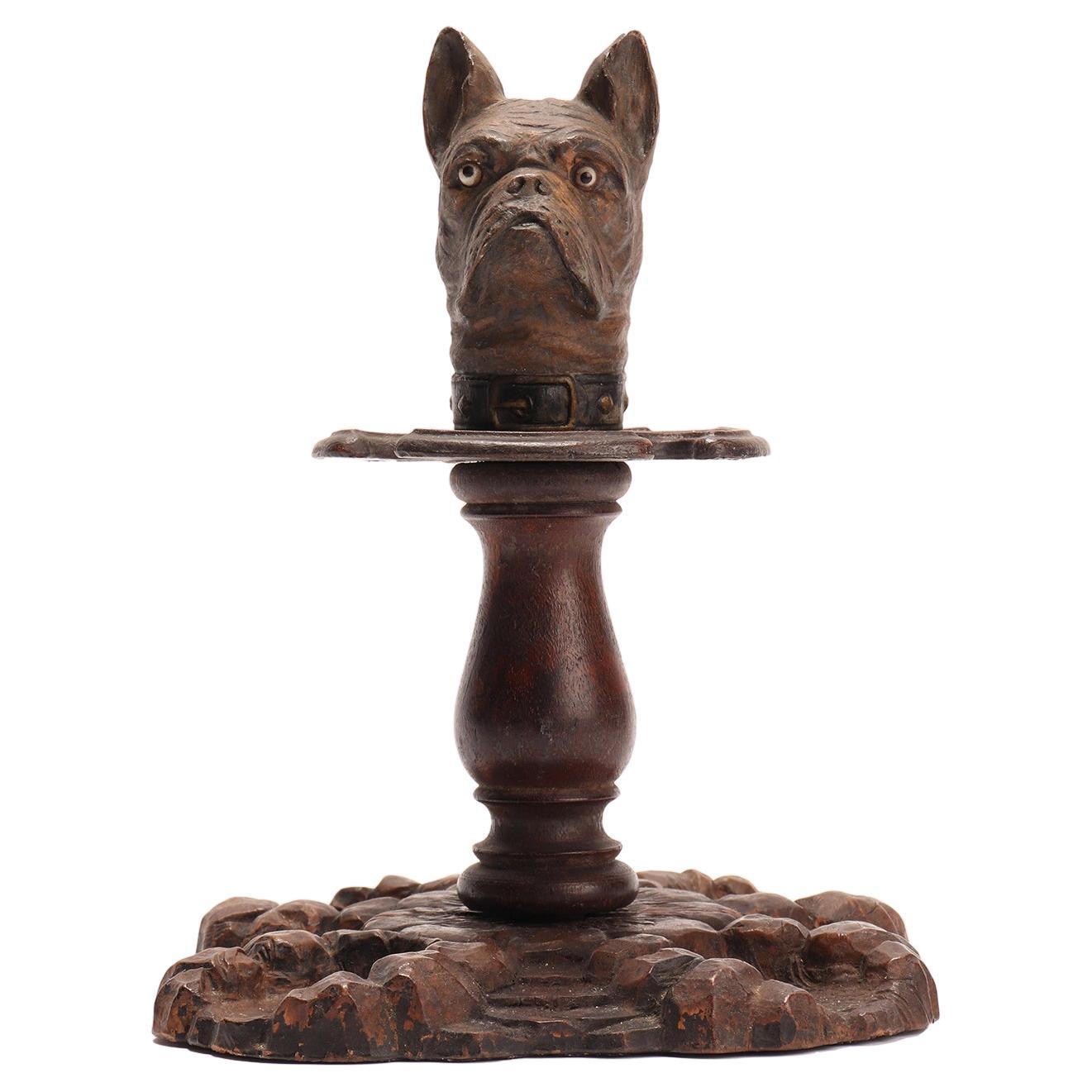 A black forrest  pipe holder with a dog, Germany 1900.  For Sale