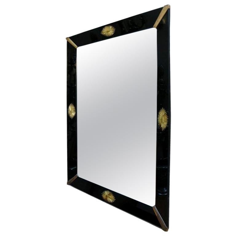 Black Glass Frame Venetian Mirror