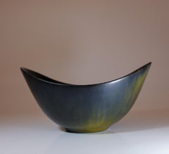 Una ciotola in ceramica vintage nera e verde - Gunnar Nylund Rörstrand Midcentury Modern