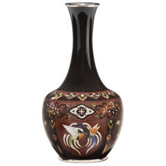 Black Japanese Cloisonné Vase