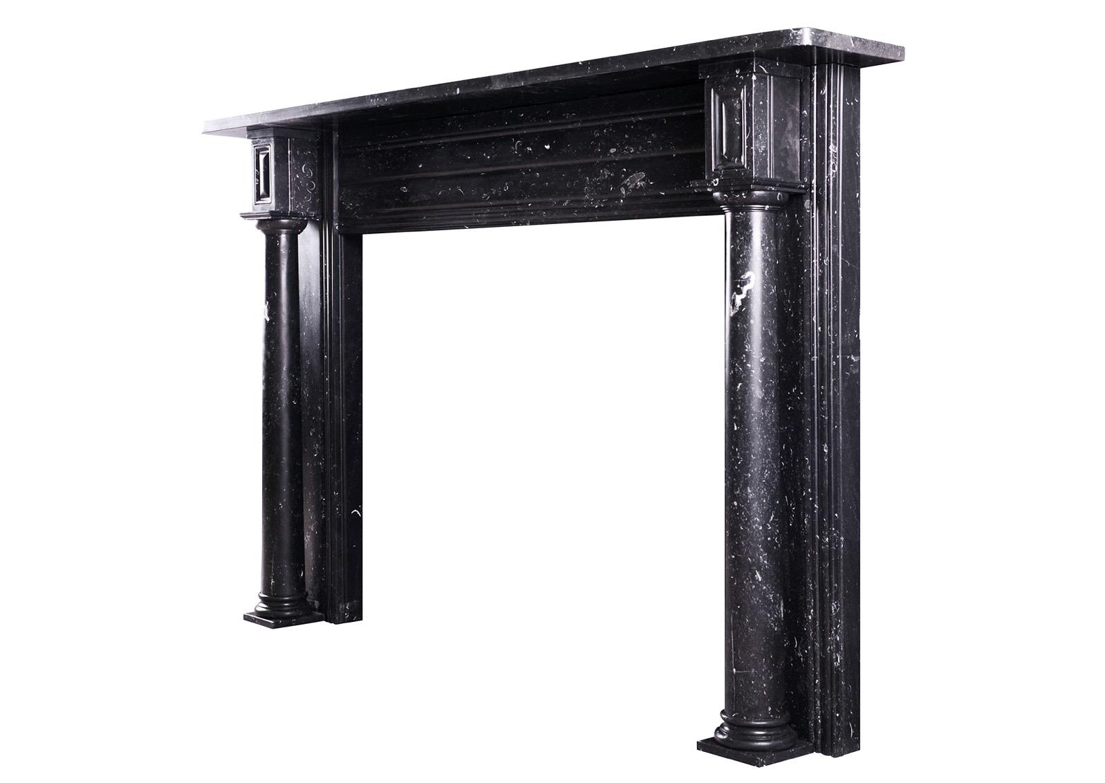 English Black Kilkenny Marble Fireplace For Sale