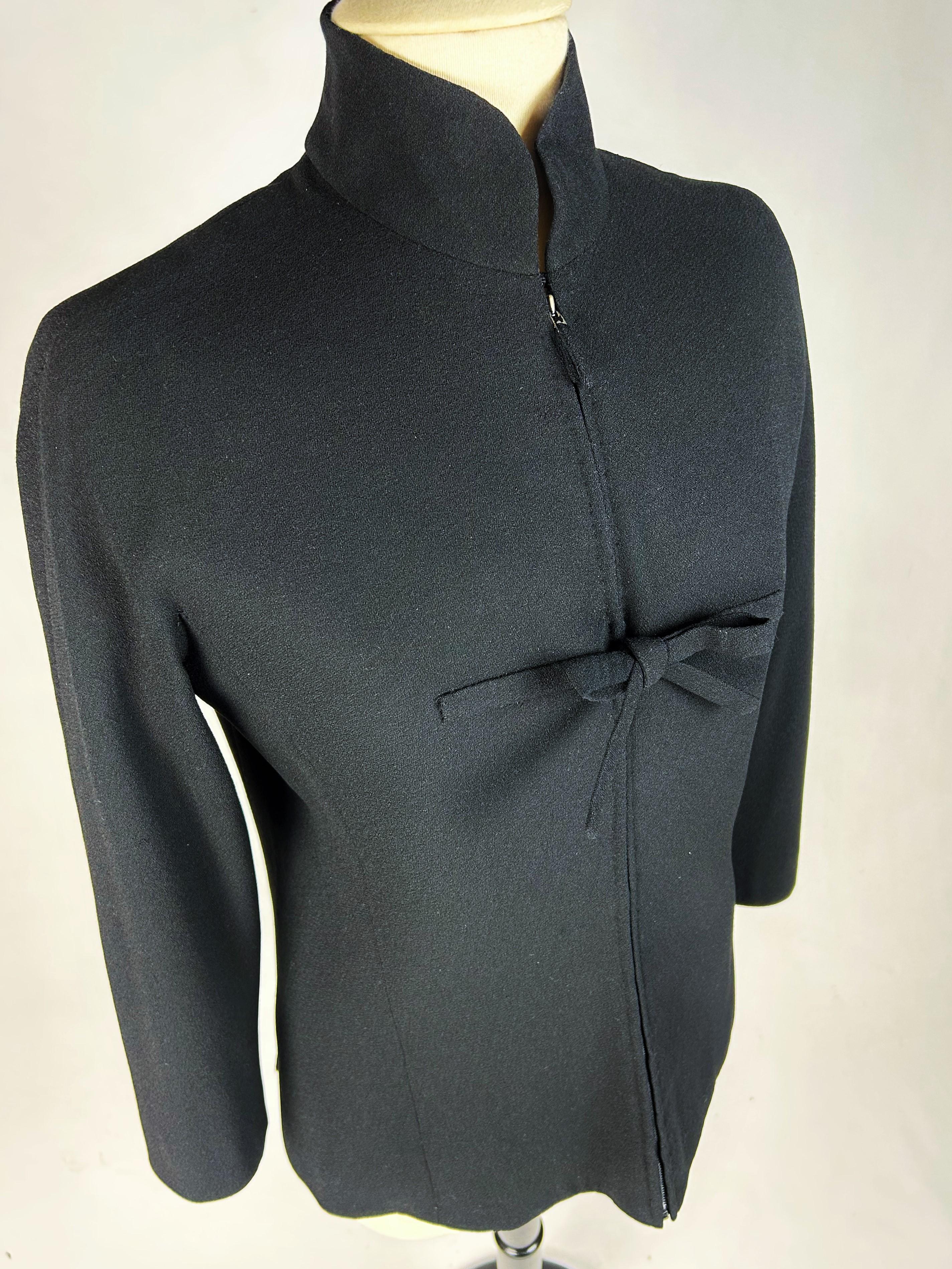 A black kimono jacket by Pierre Balmain Haute Couture n. 111036 Circa 1975-1980 For Sale 8