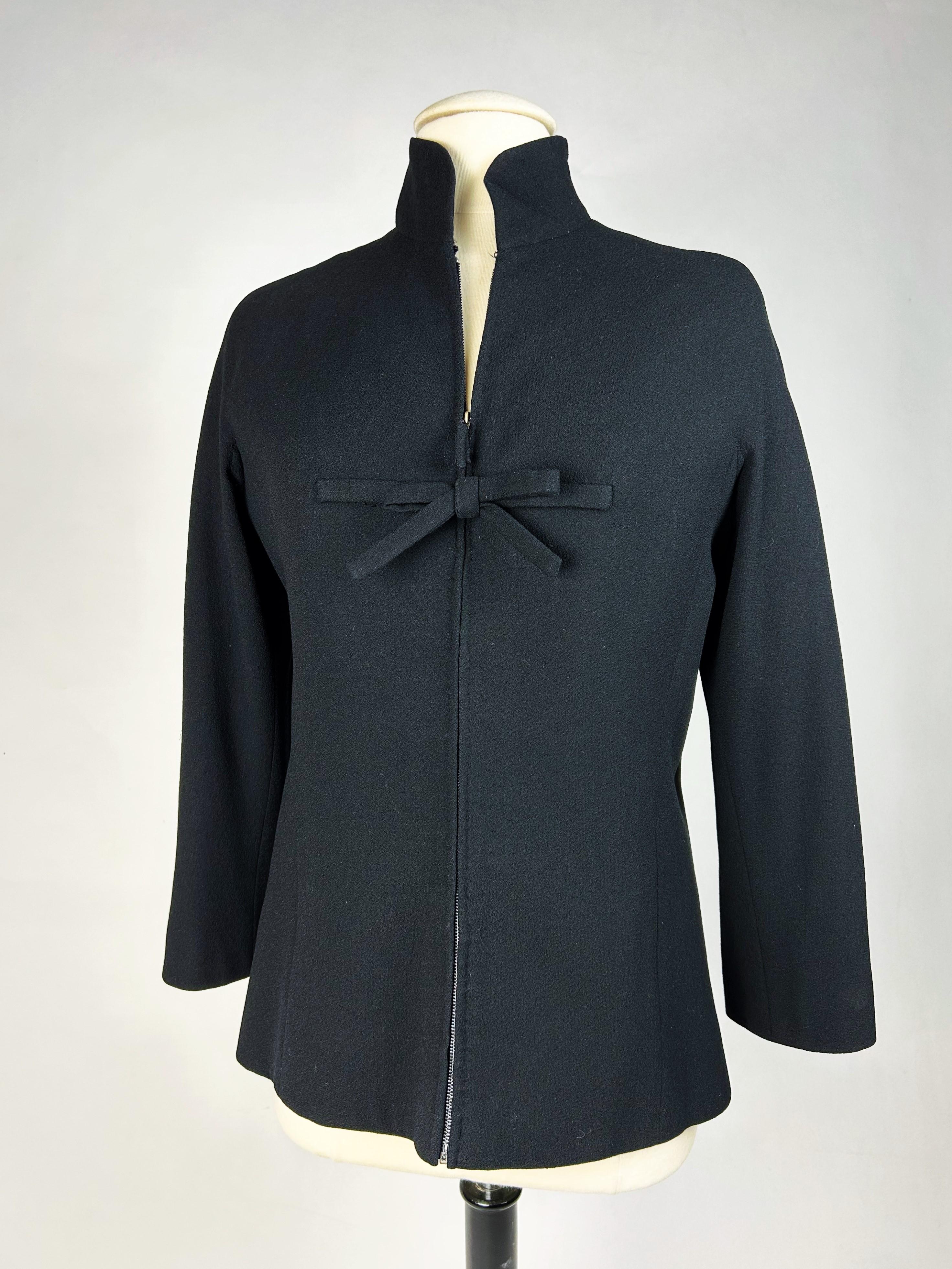 A black kimono jacket by Pierre Balmain Haute Couture n. 111036 Circa 1975-1980 For Sale 3