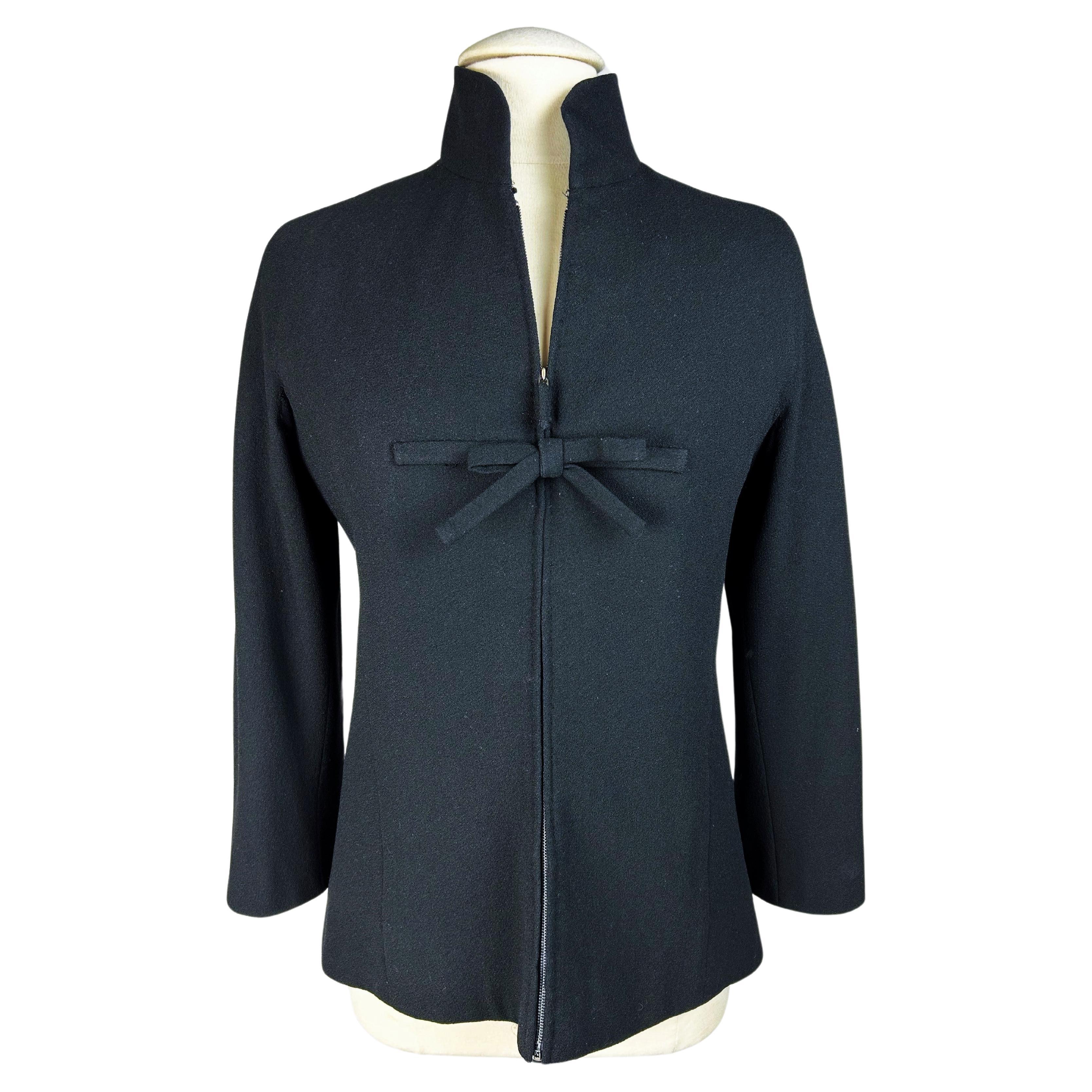 A black kimono jacket by Pierre Balmain Haute Couture n. 111036 Circa 1975-1980 For Sale