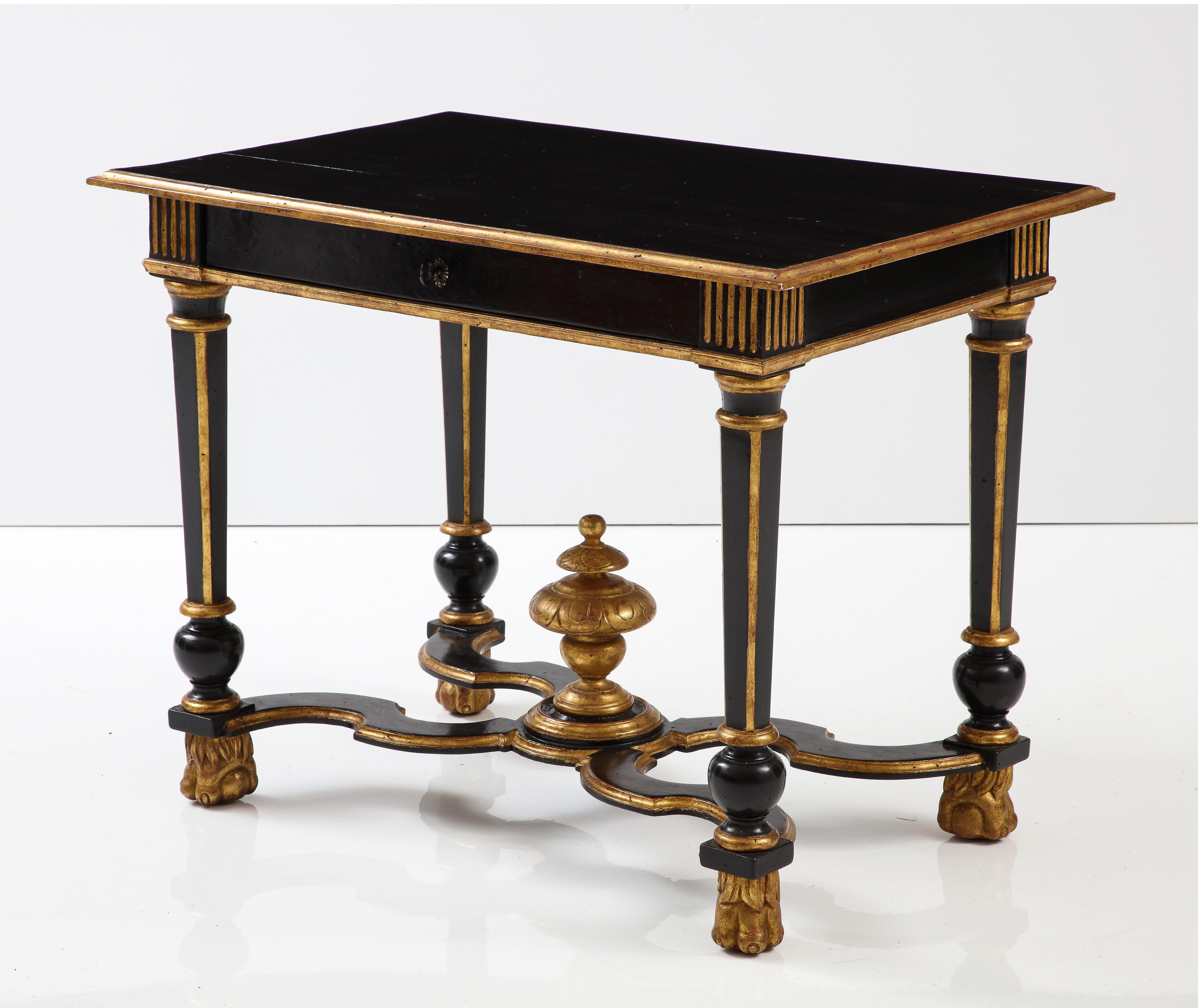 20th Century Black Lacquered and Giltwood Table For Sale