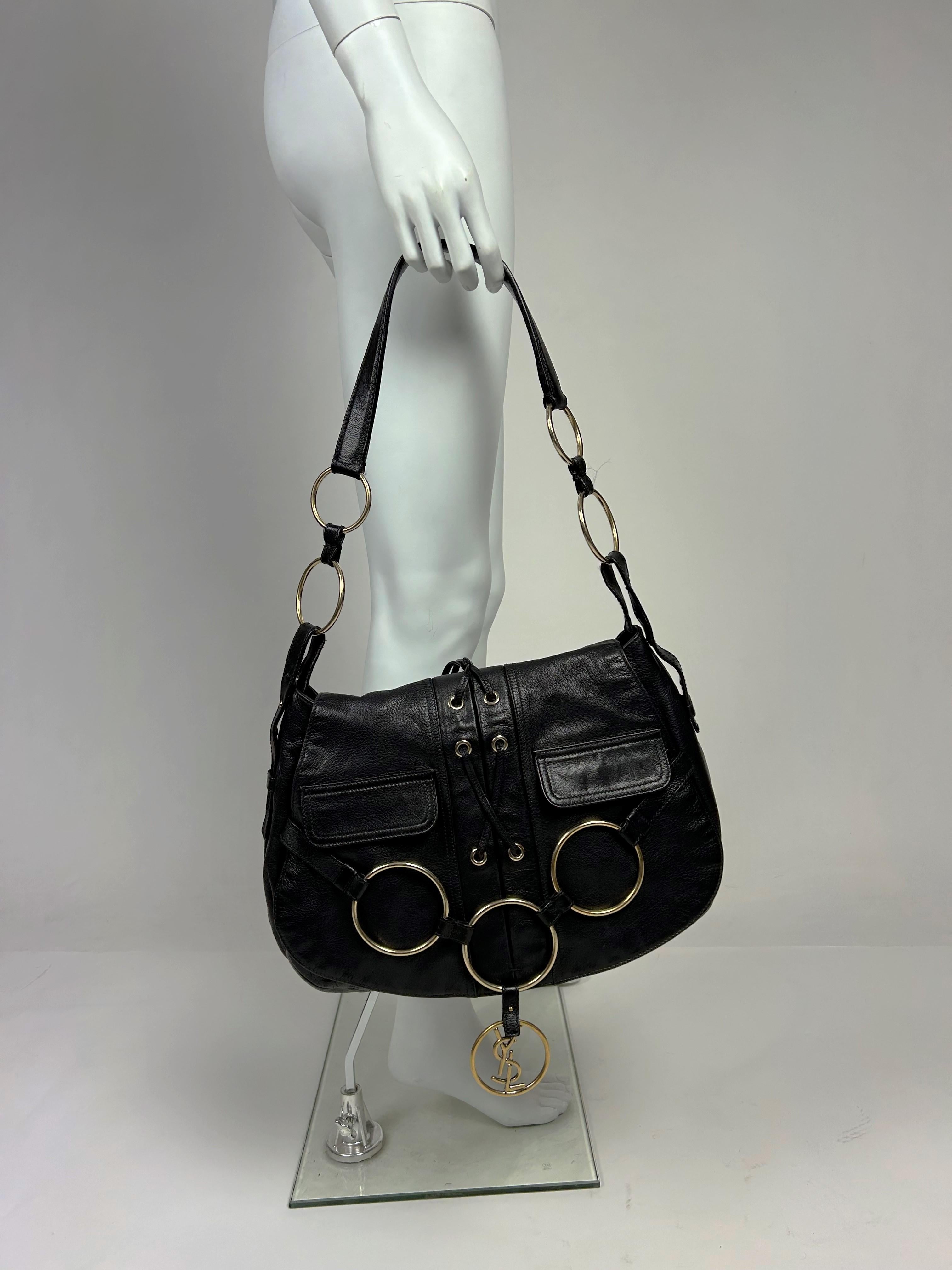 A Black Leather Saharienne bag by Yves Saint Laurent Rive Gauche Circa 1980 7