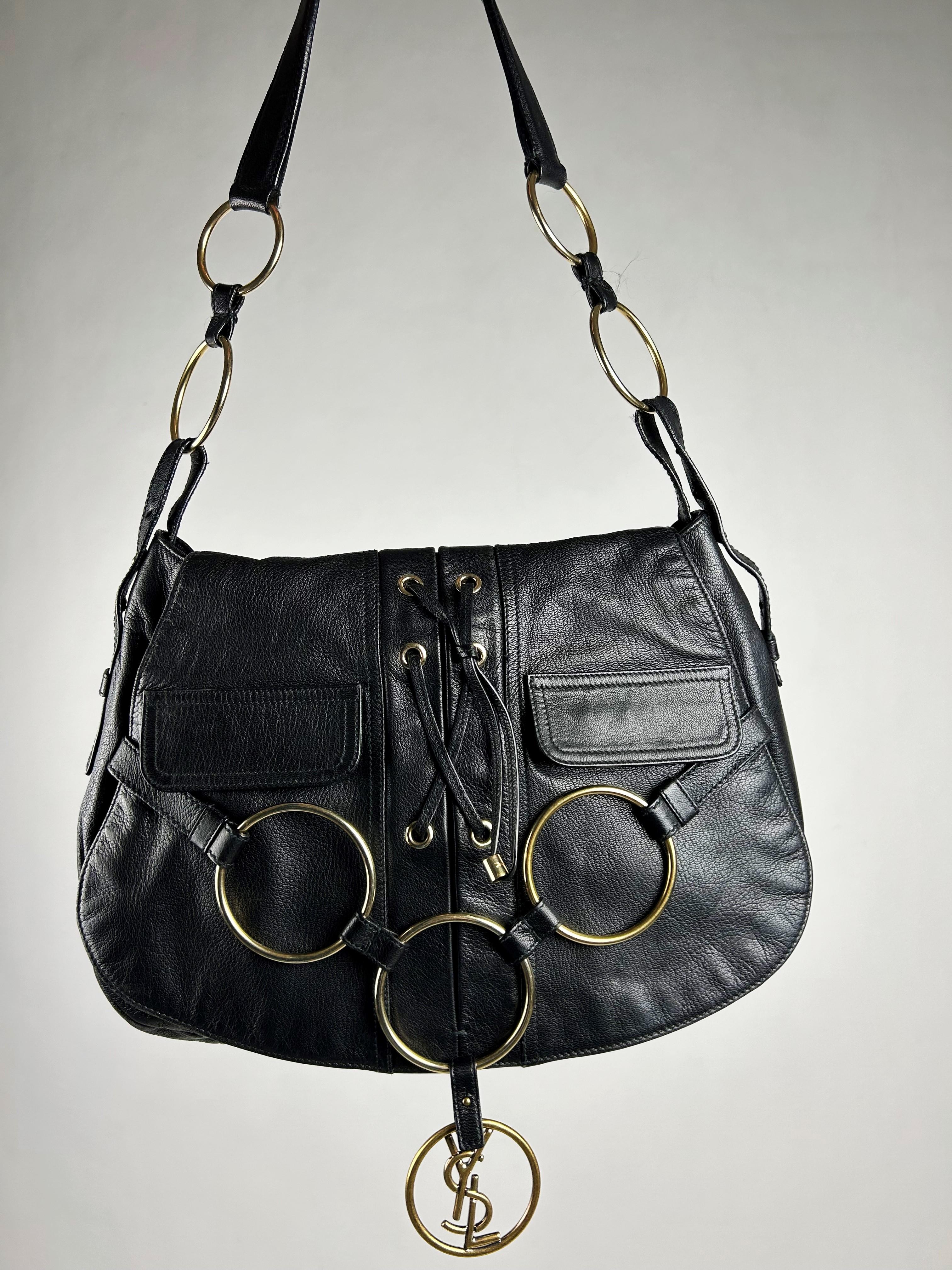 A Black Leather Saharienne bag by Yves Saint Laurent Rive Gauche Circa 1980 8
