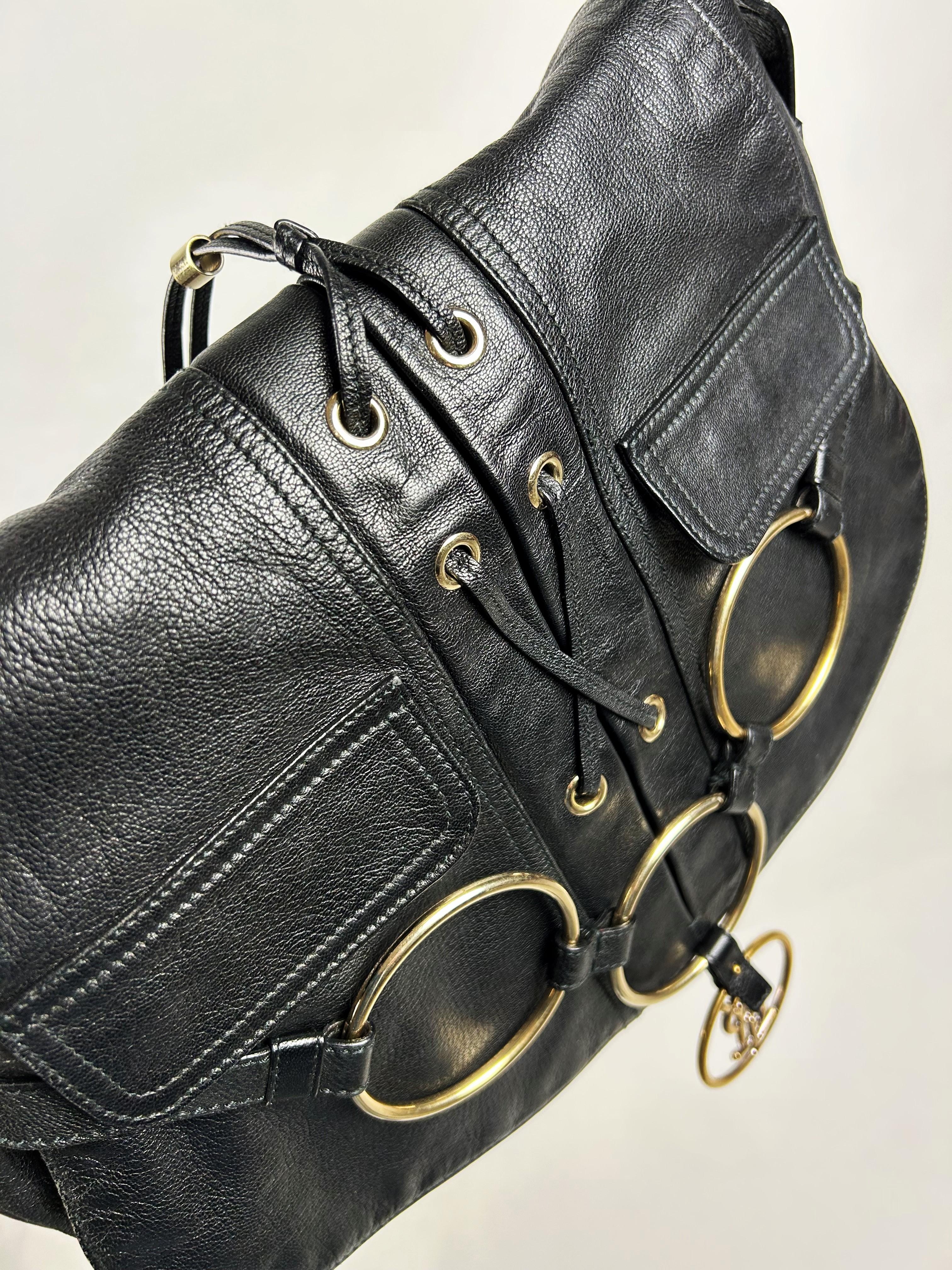 A Black Leather Saharienne bag by Yves Saint Laurent Rive Gauche Circa 1980 11