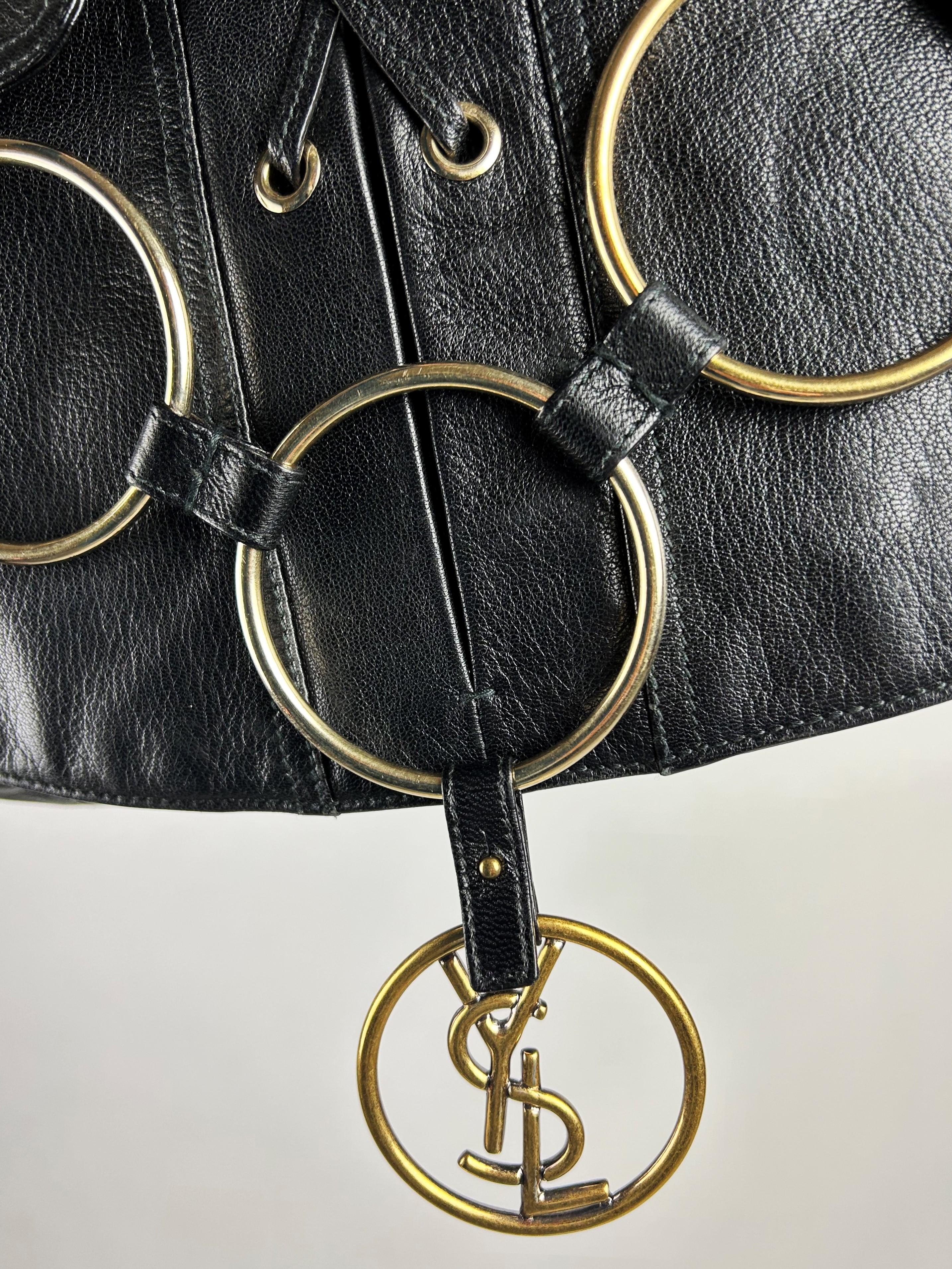 A Black Leather Saharienne bag by Yves Saint Laurent Rive Gauche Circa 1980 12