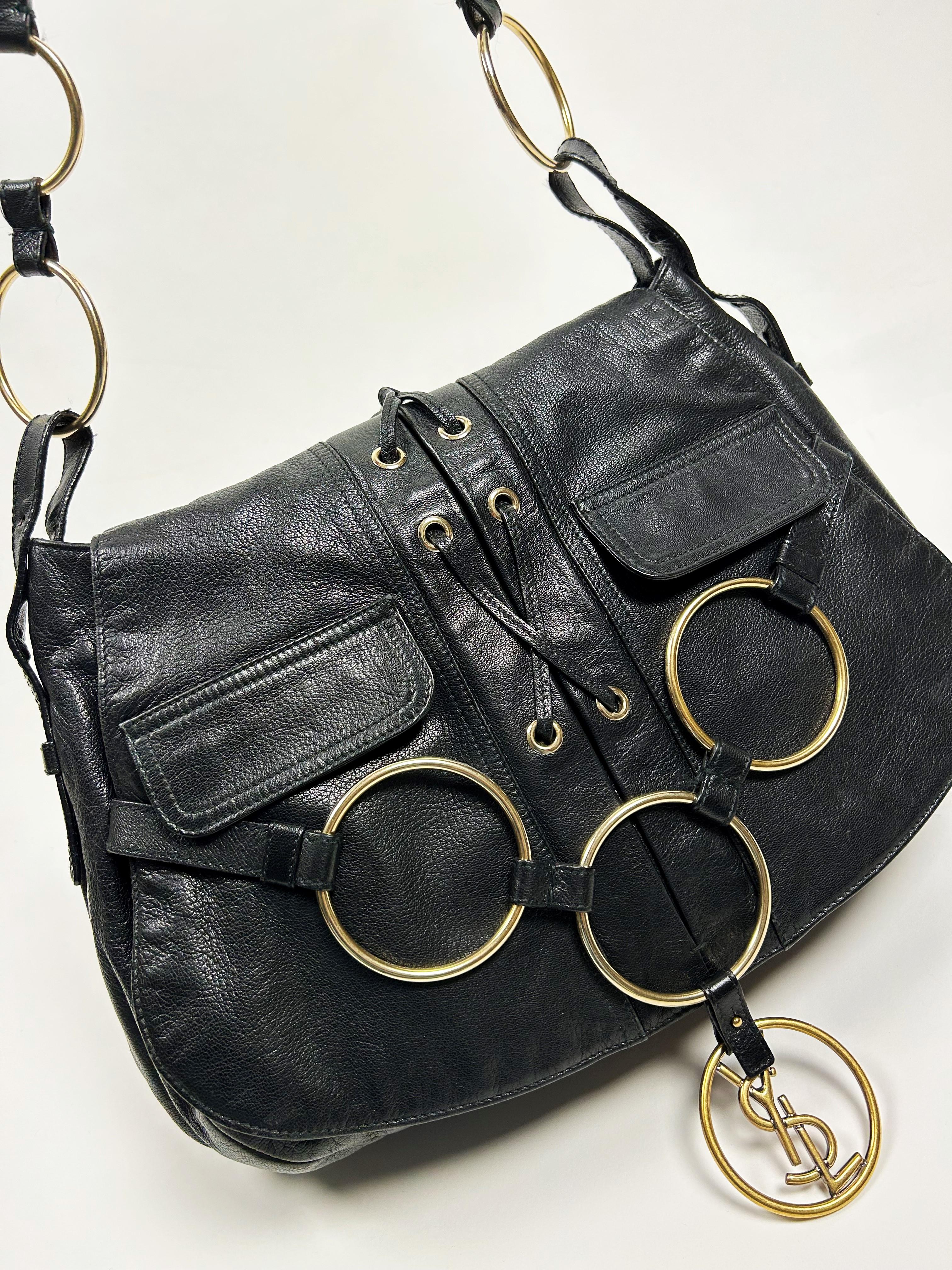 A Black Leather Saharienne bag by Yves Saint Laurent Rive Gauche Circa 1980 14