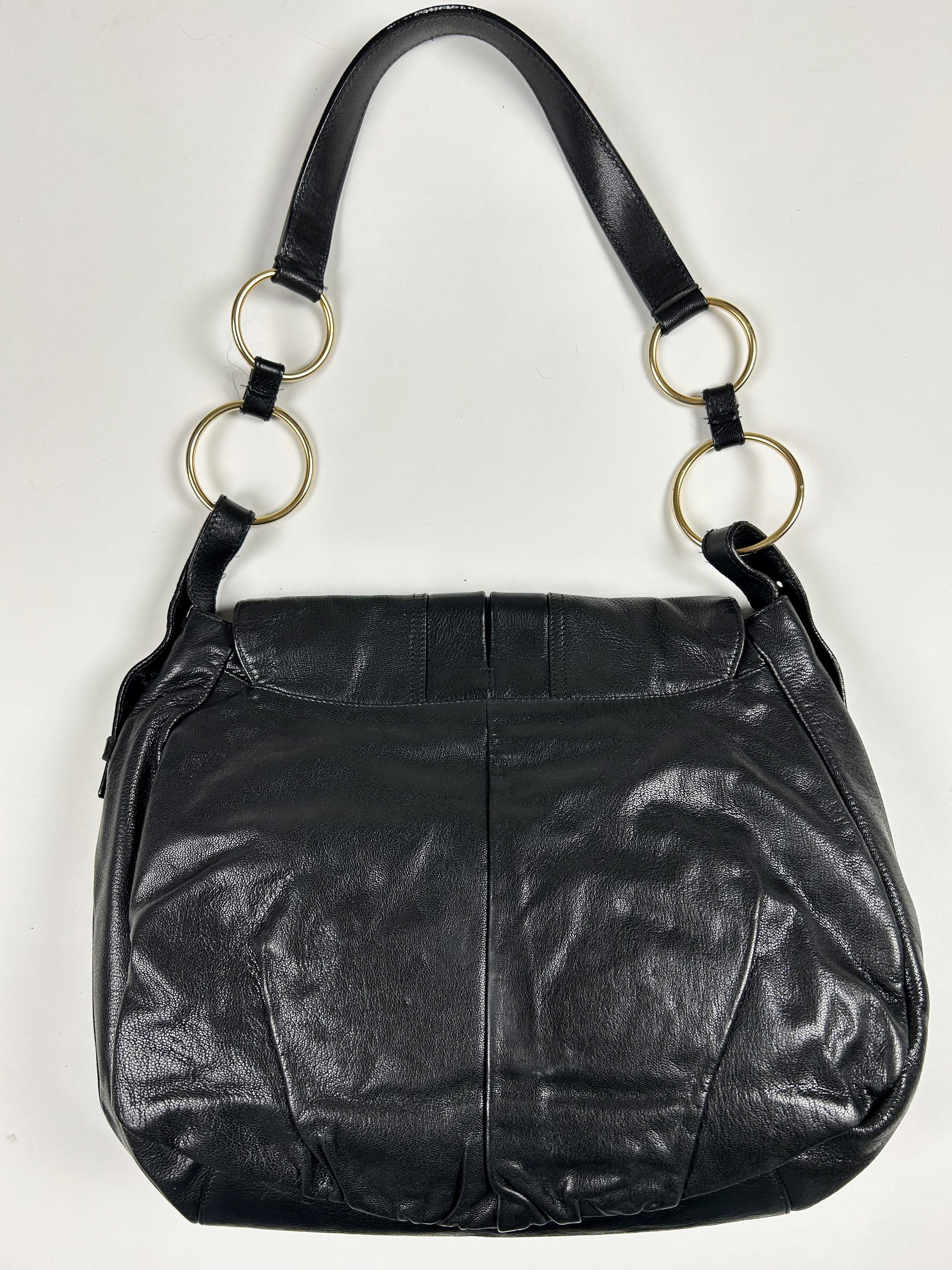 Women's A Black Leather Saharienne bag by Yves Saint Laurent Rive Gauche Circa 1980