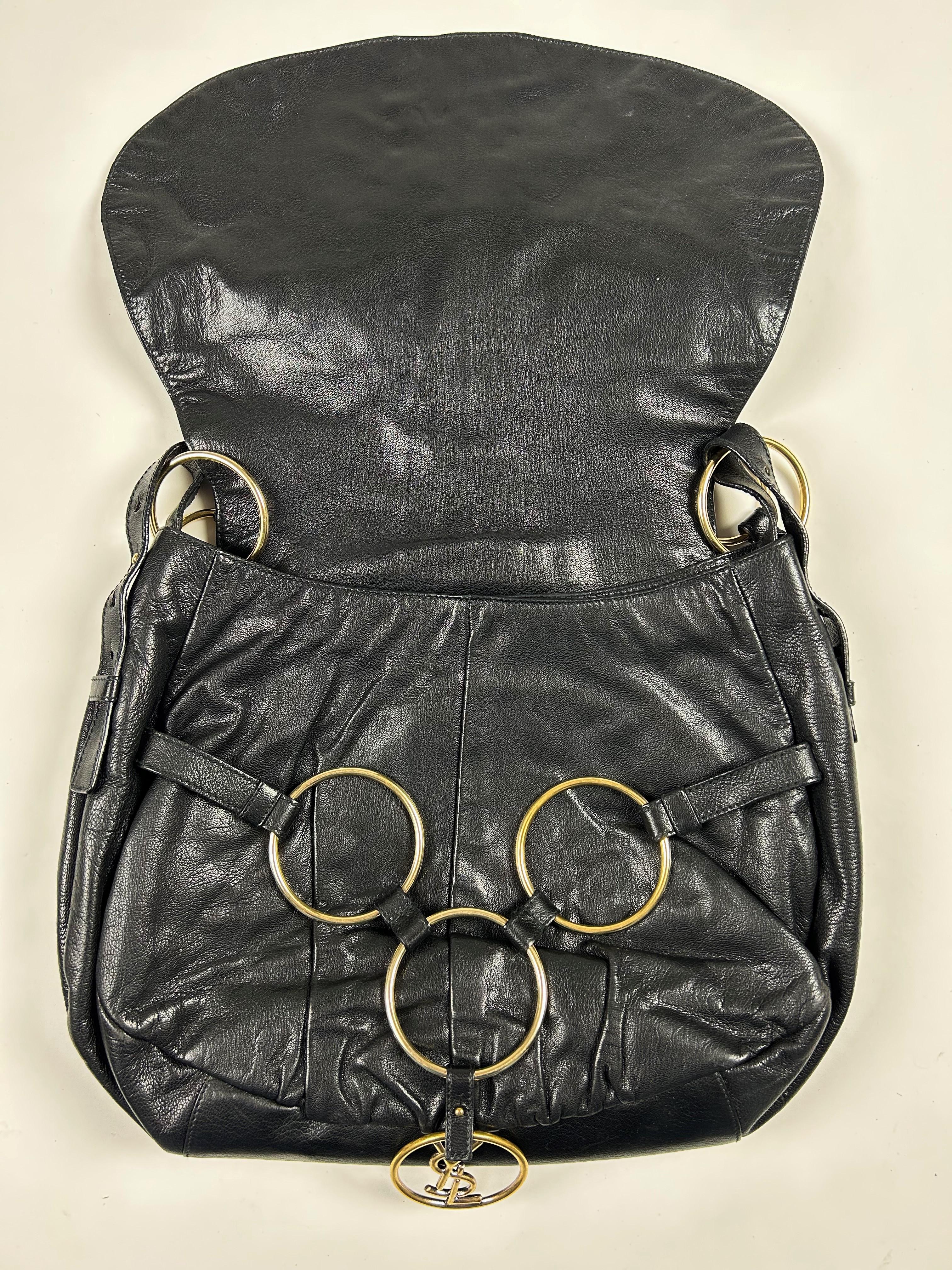 A Black Leather Saharienne bag by Yves Saint Laurent Rive Gauche Circa 1980 1