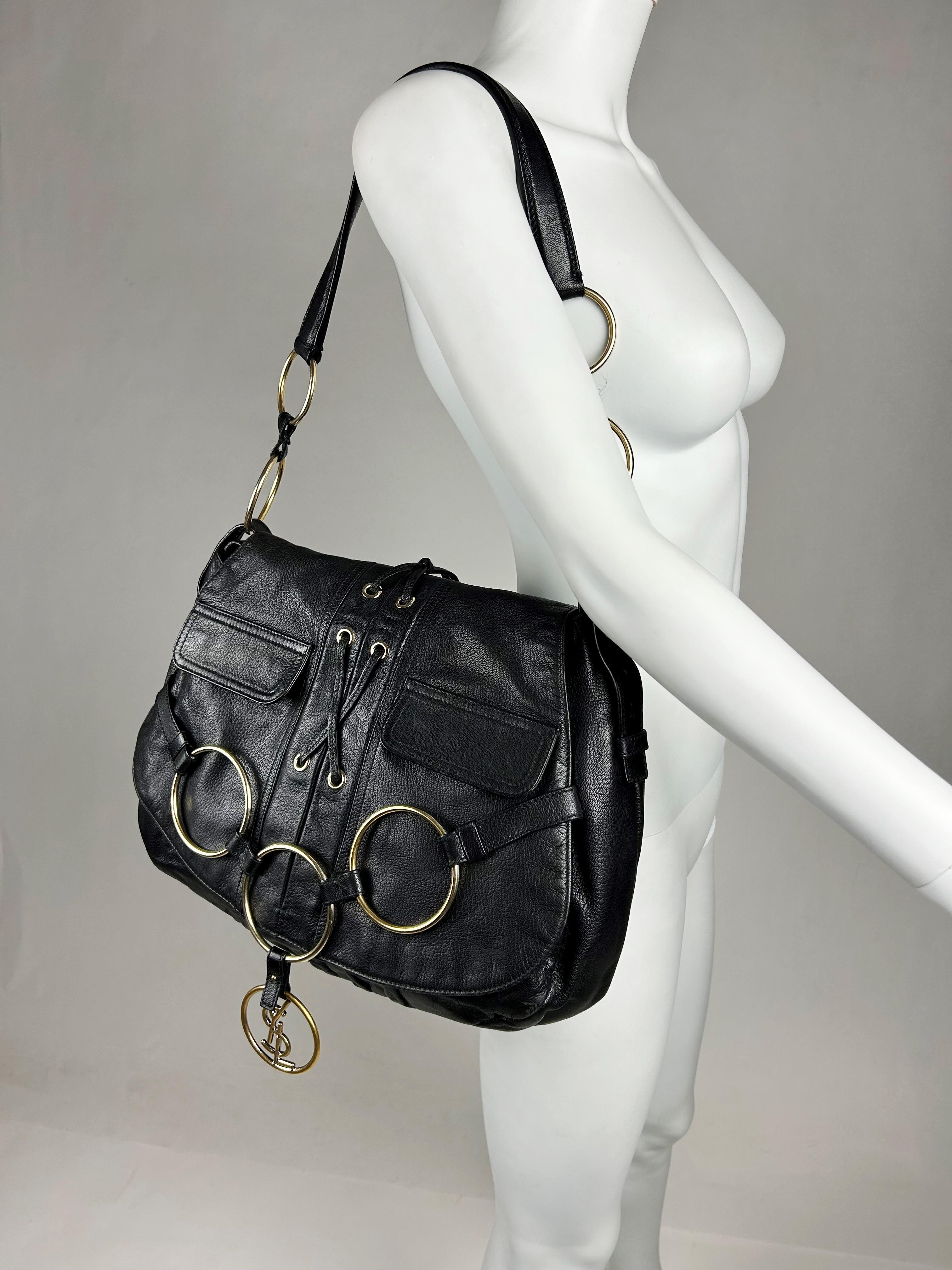 A Black Leather Saharienne bag by Yves Saint Laurent Rive Gauche Circa 1980 5