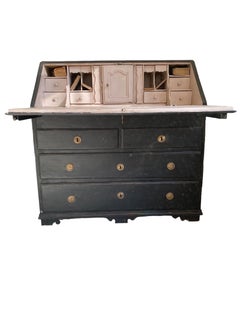 Scrivania rococò nera pieghevole con cassetti, CIRCA XVIII secolo, Svezia