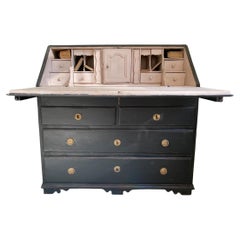 A Black Rococo Foldable Writing Desk With Drawers, Circa 18th Century Sweden