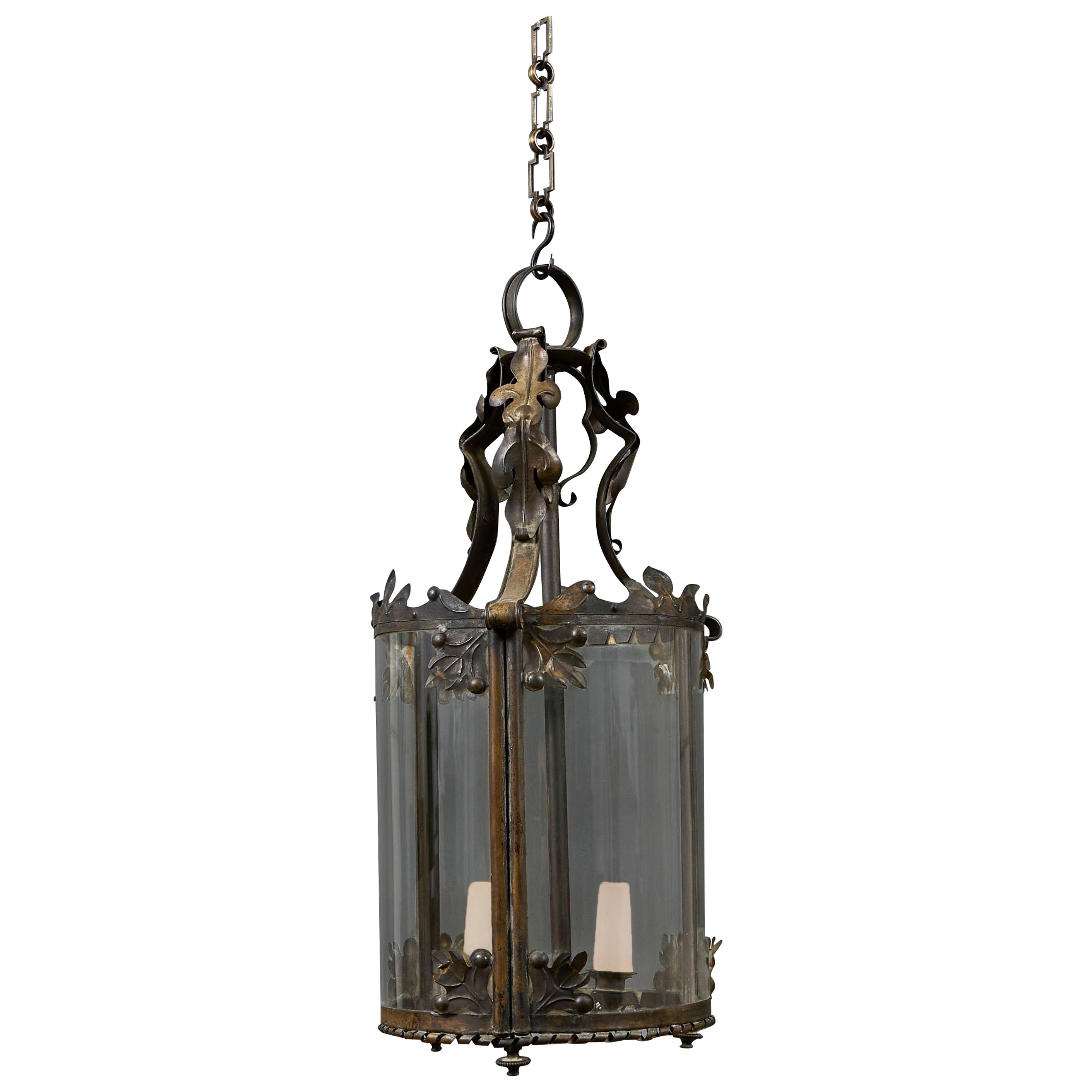 A Black Toleware Arts and Crafts Hall Lantern