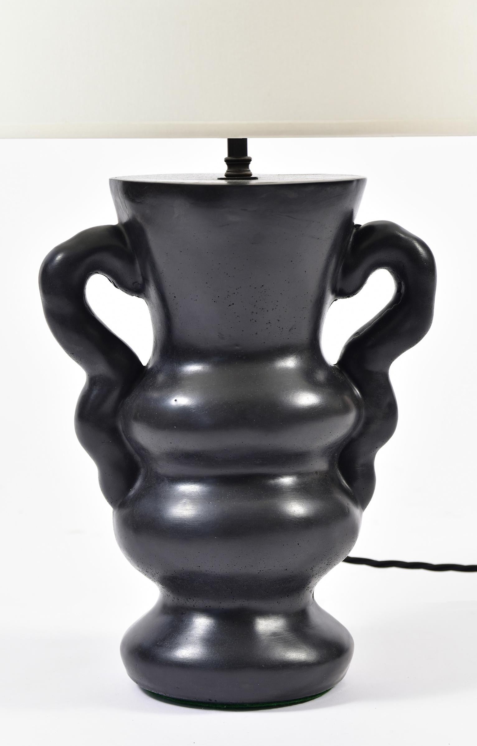 Mid-Century Modern Black 'Ysolde' Polished Plaster Table Lamp, by Dorian Caffot de Fawes