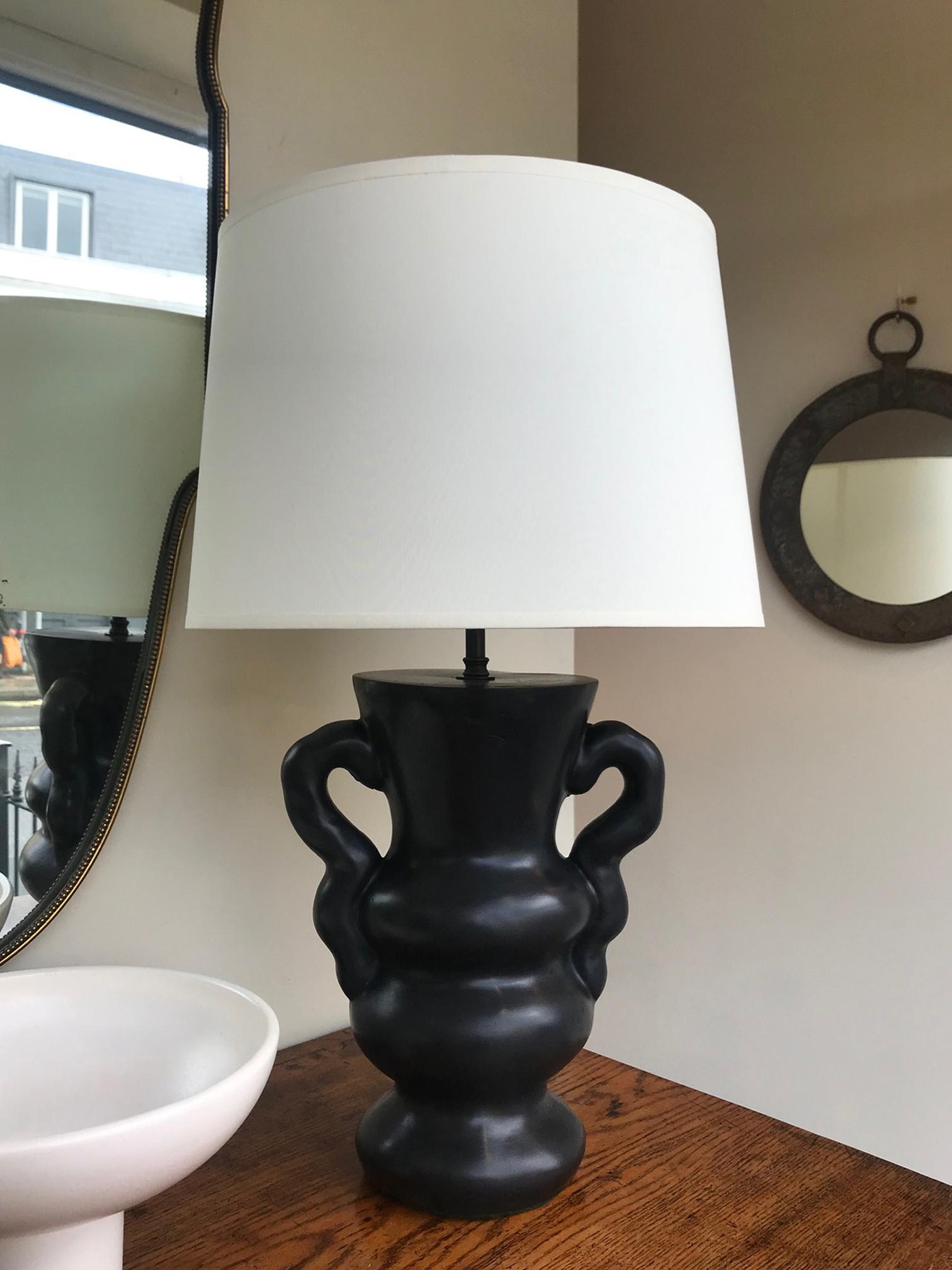 Black 'Ysolde' Polished Plaster Table Lamp, by Dorian Caffot de Fawes In Good Condition In London, GB