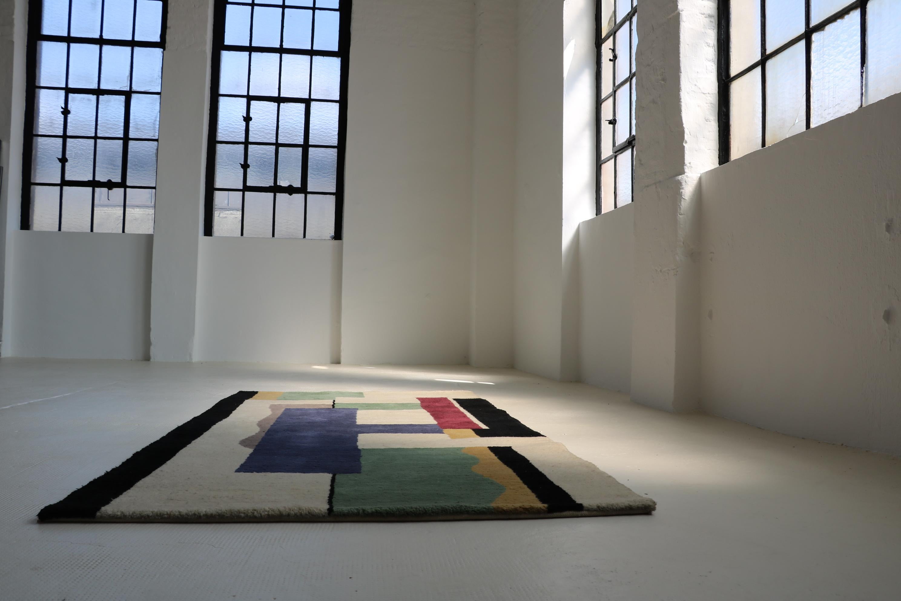 A 'Blanc' Carpet/Tapestry based on a design by Fernand Leger from 1927 manufactured by Marie Cuttoli & Lucie Weil, produced in France from 1949-1962 in a small series, hand knotted wool , signed in the binding, F.Leger.
