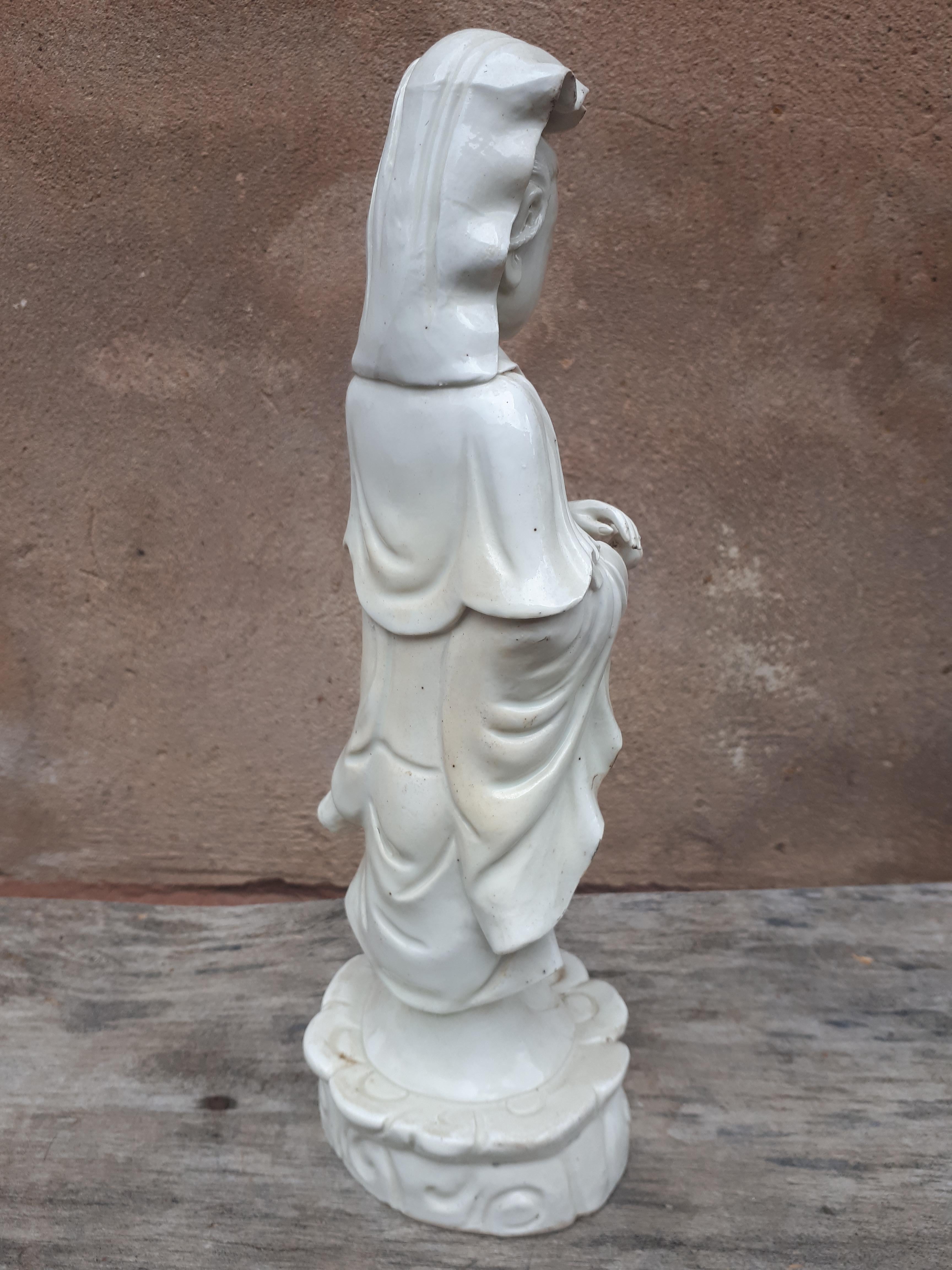 Glazed A Blanc De Chine Guanyin, 19th Century For Sale