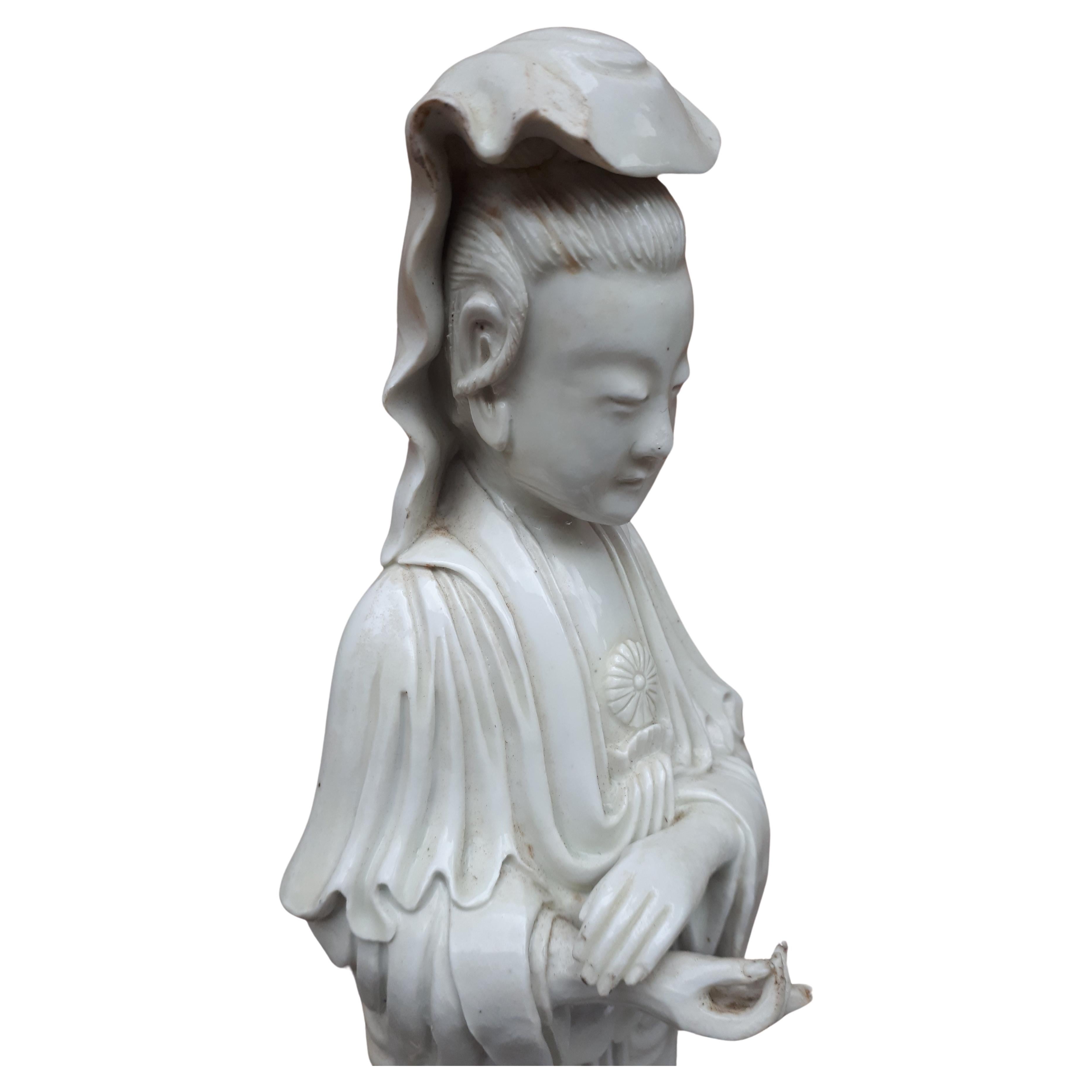 A Blanc De Chine Guanyin, 19th Century For Sale