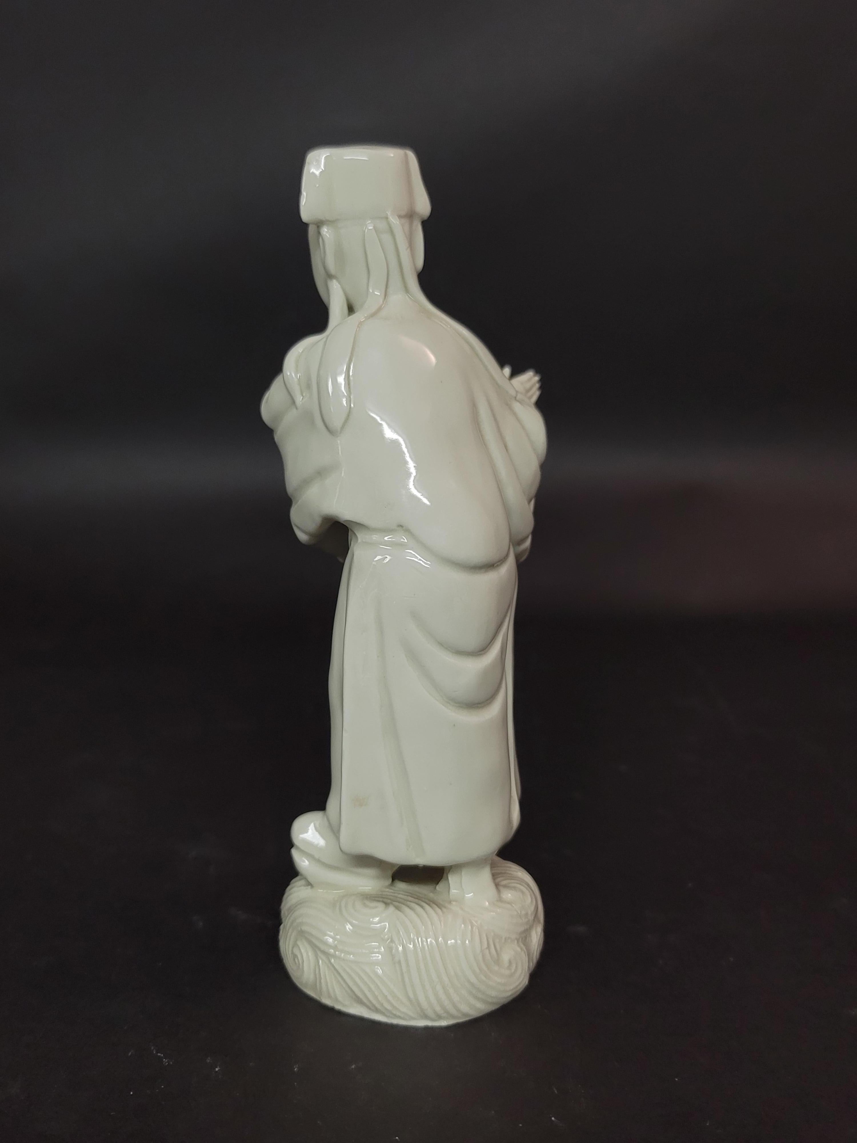 Hand-Crafted Blanc De Chine Immortal Figure, 19th Century For Sale