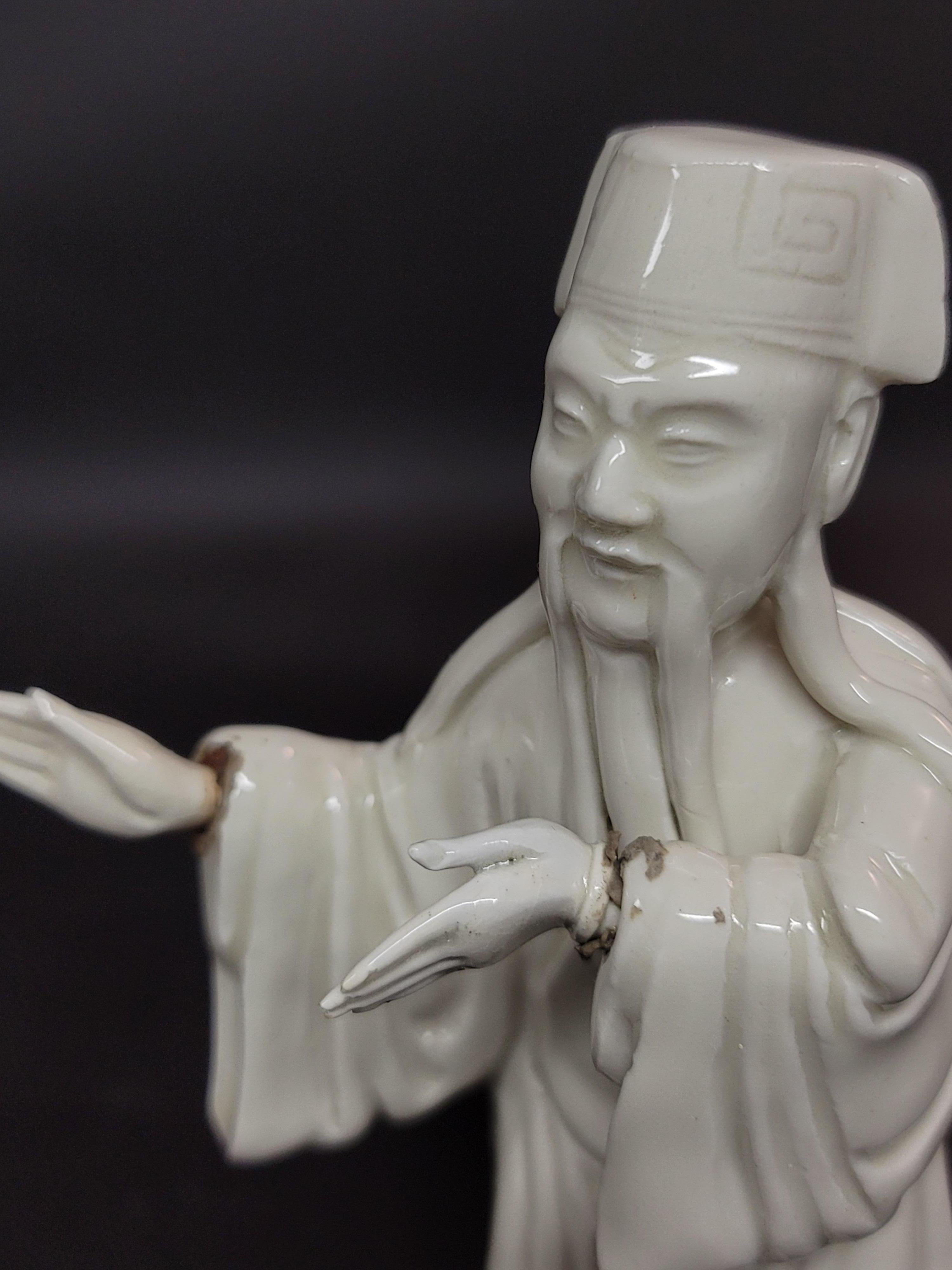 Porcelain Blanc De Chine Immortal Figure, 19th Century For Sale