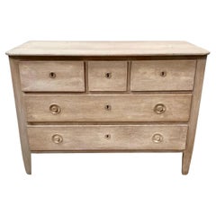 Bleached Oak French Commode Chest of Drawers