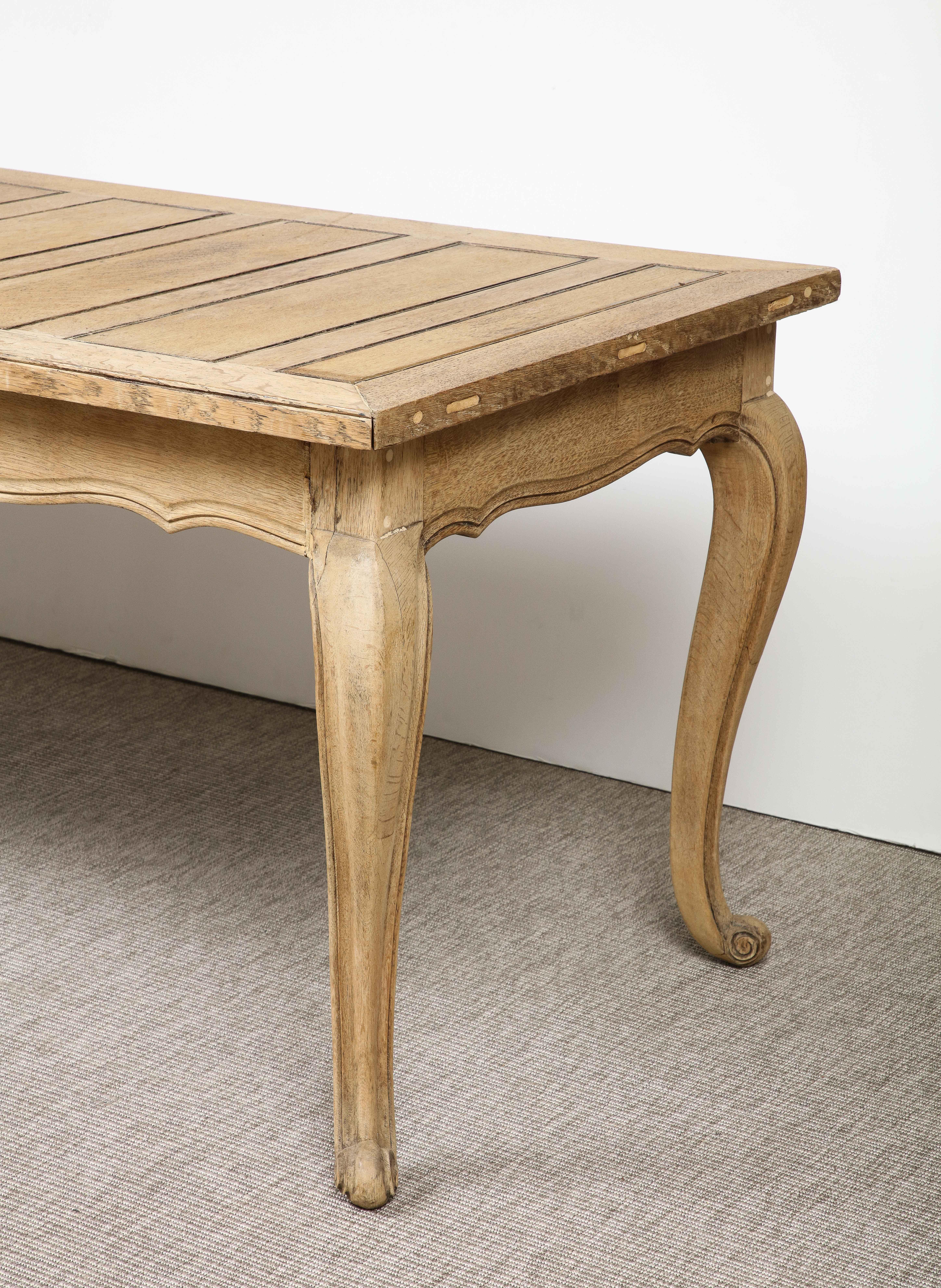 French A Bleached Oak Louis XV Style Dining Table For Sale