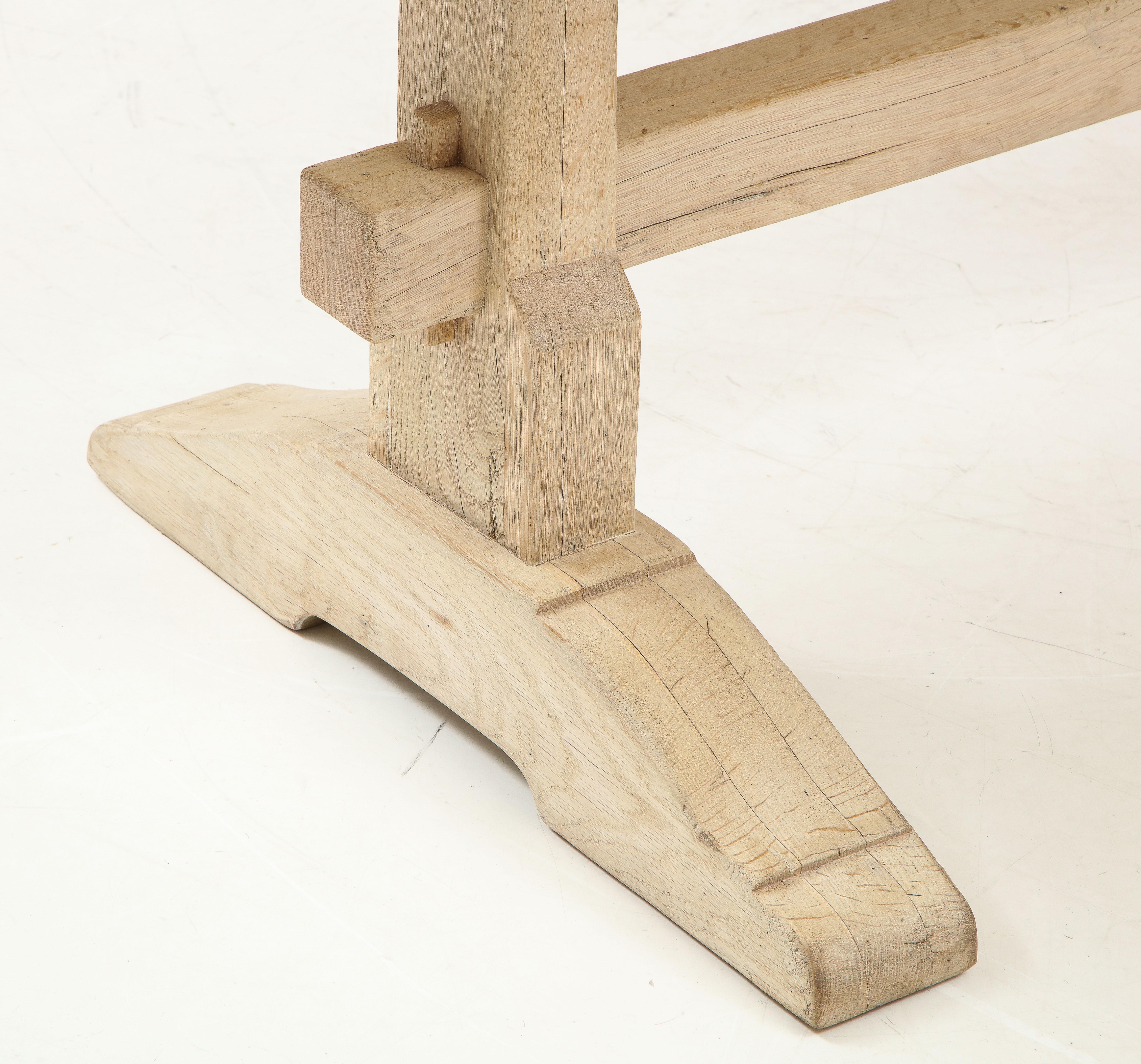 Bleached Oak Trestle Table In Good Condition In New York, NY
