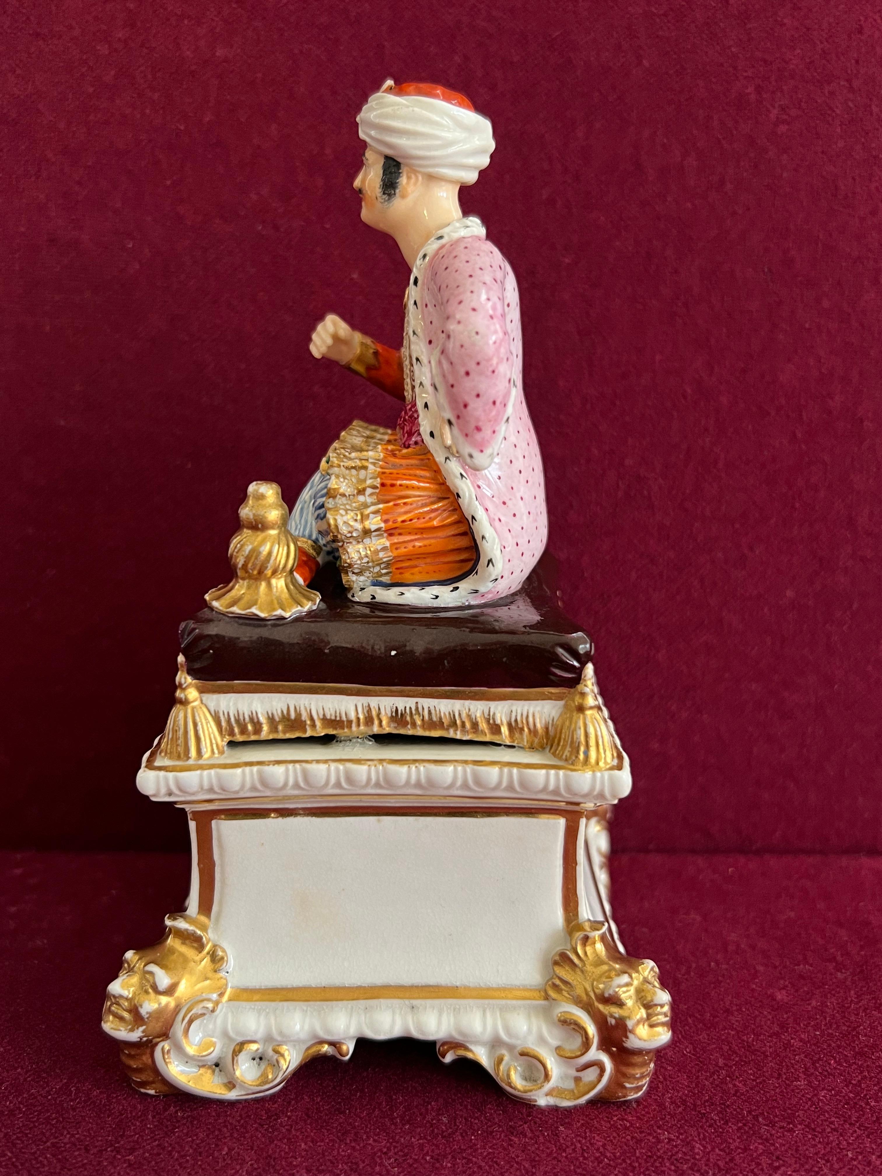 Bloor Derby Porcelain Figure of a Seated Turk C.1820 In Excellent Condition For Sale In Exeter, GB