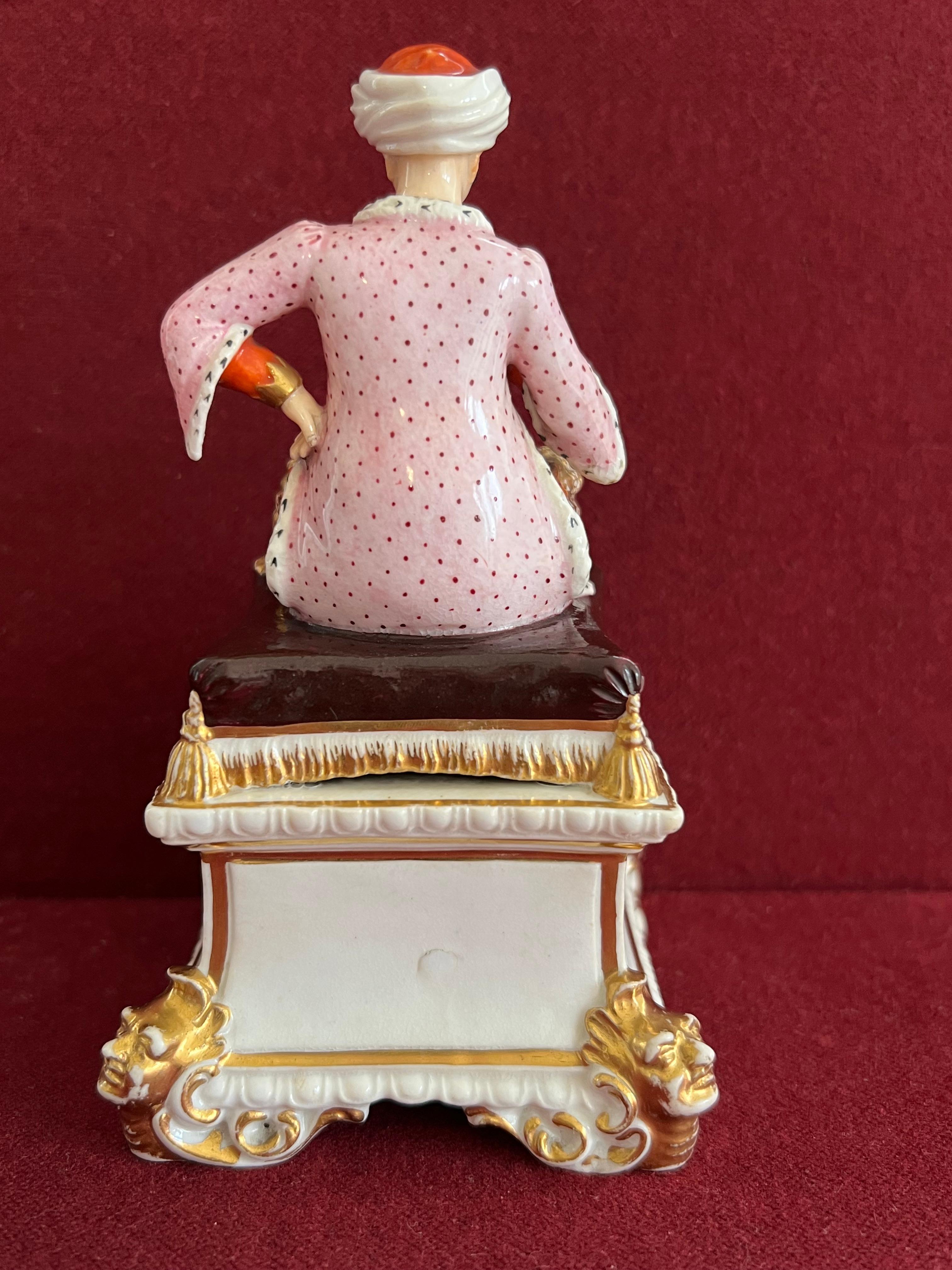 19th Century Bloor Derby Porcelain Figure of a Seated Turk C.1820 For Sale