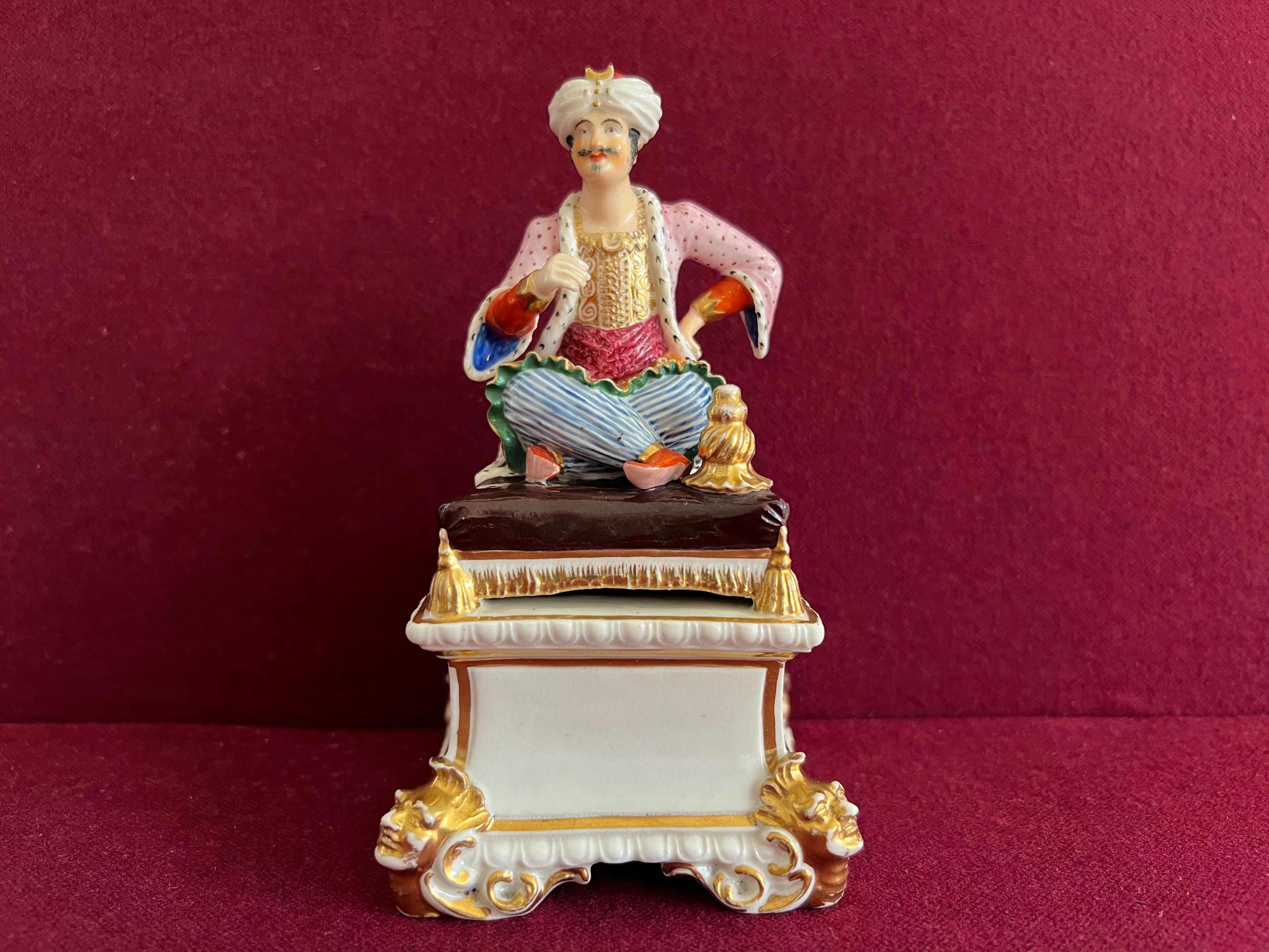 Bloor Derby Porcelain Figure of a Seated Turk C.1820 4