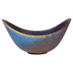 A Blue & Brown Vintage Ceramic Bowl - Gunnar Nylund - Rörstrand Sweden 1950s