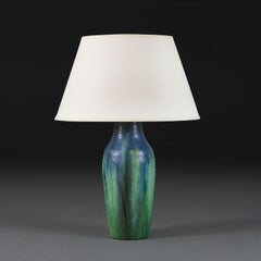 A blue and green drip glaze pottery table lamp