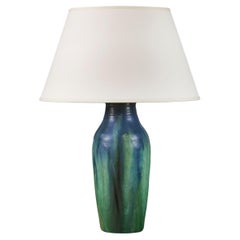 A blue and green drip glaze pottery table lamp