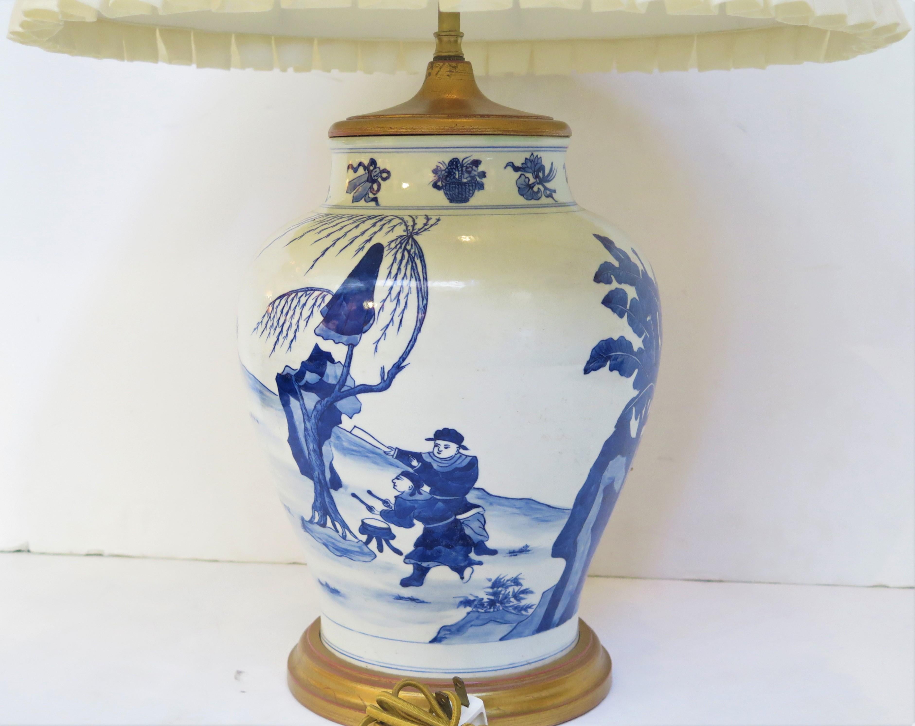 19th Century A Blue and White Chinese Porcelain Lamp