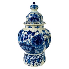 Blue and White Delft Covered Jar Made Mid-20th Century