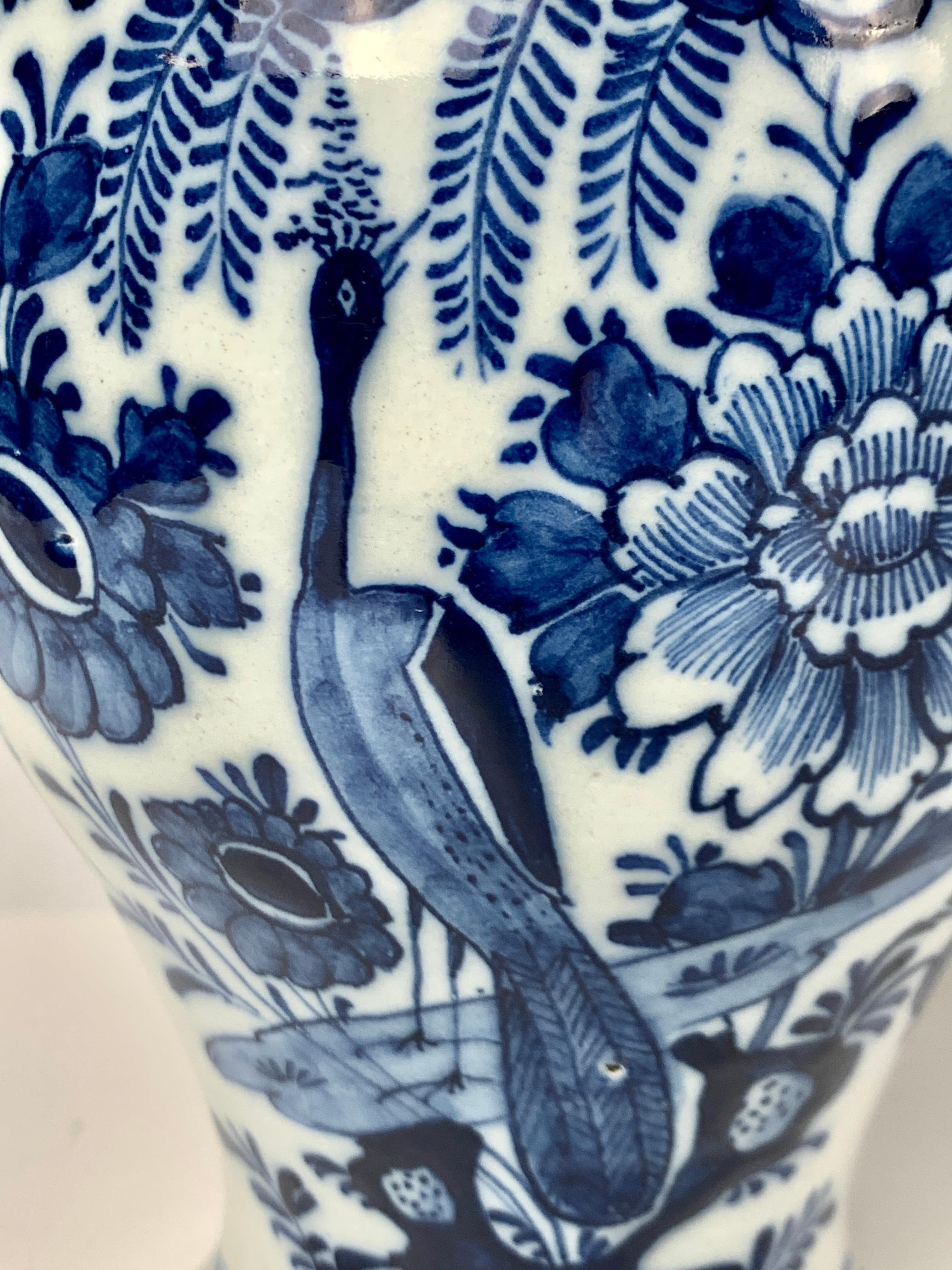 Chinoiserie Blue and White Delft Jar Hand-Painted in the 18th Century, Circa 1780
