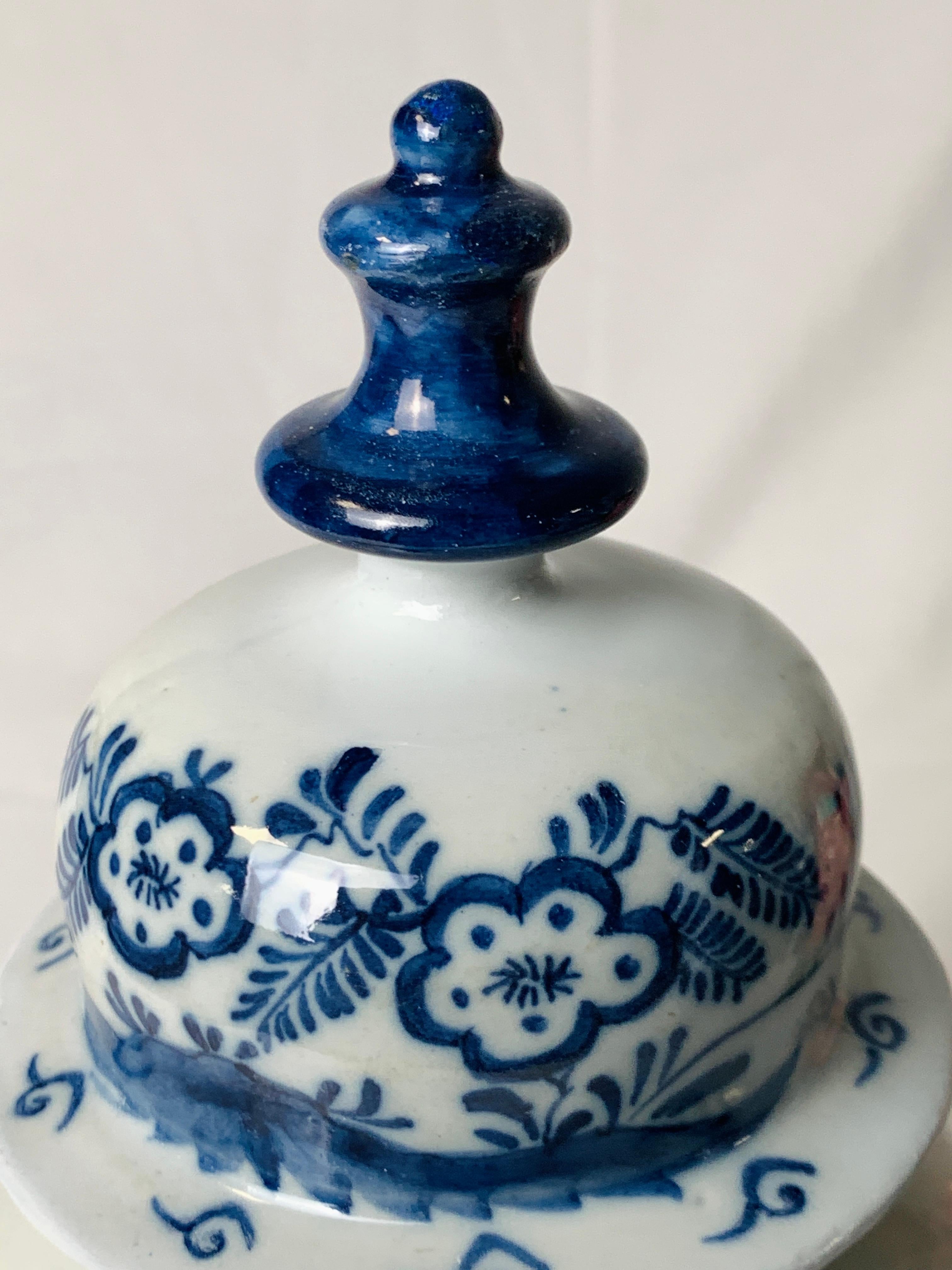 Blue and White Delft Jar Hand-Painted in the 18th Century, Circa 1780 2