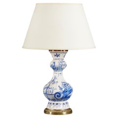 Antique Blue and White Delft Lamp