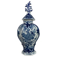 Blue and White Delft Mantle Vase Hand-Painted in 18th Century Netherlands