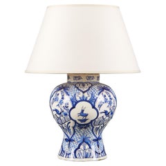 Antique A Blue And White Delft Vase As A Lamp