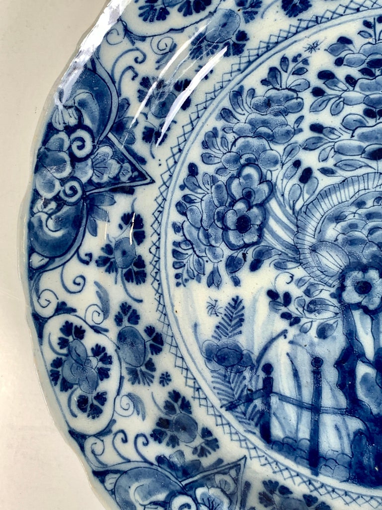 Hand-Painted Blue and White Dutch Delft Dish Made, Circa 1760 For Sale
