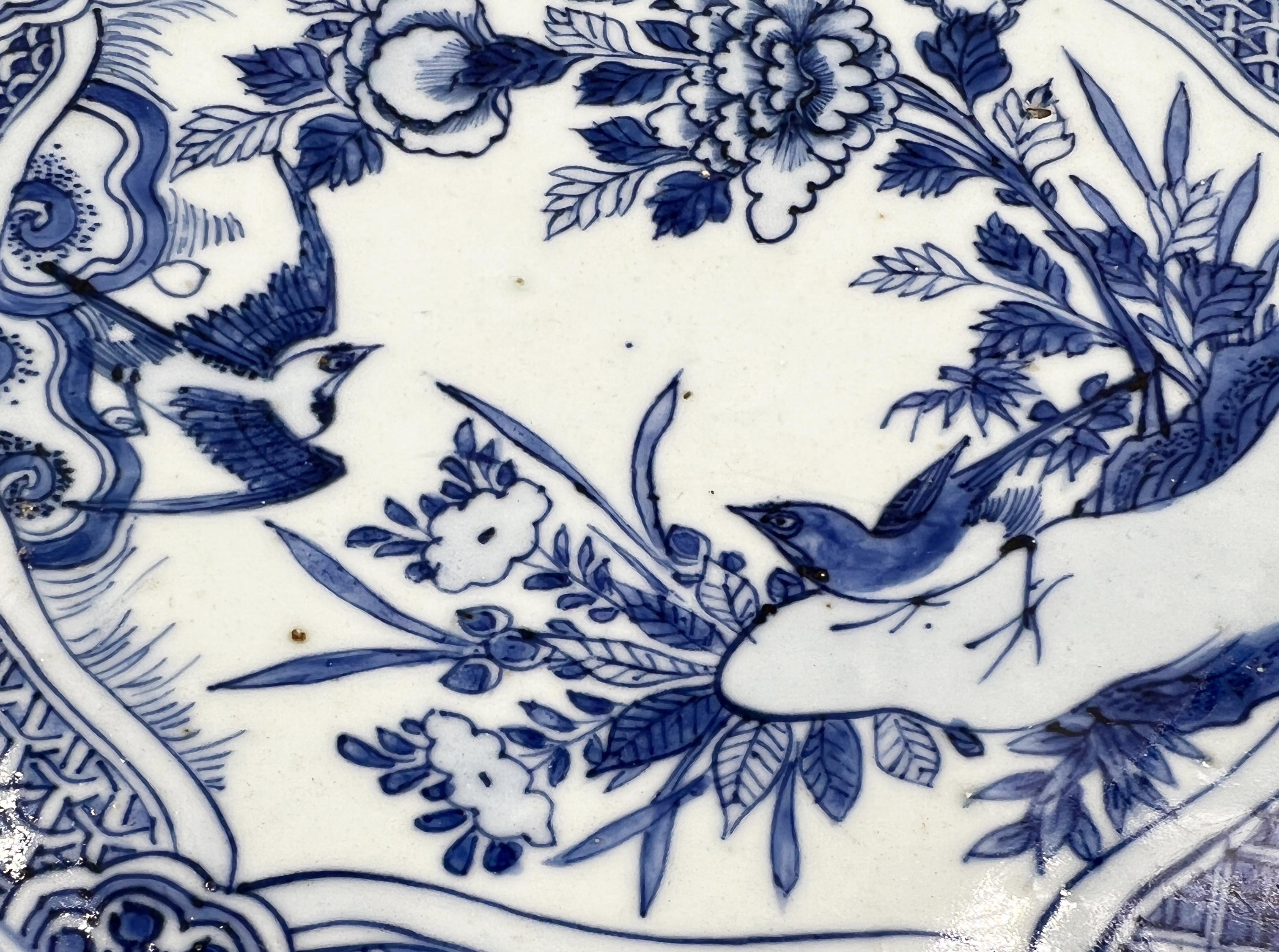 18th Century and Earlier Blue and White Kraak Porcelain Charger Ming Dynasty, Wanli Period