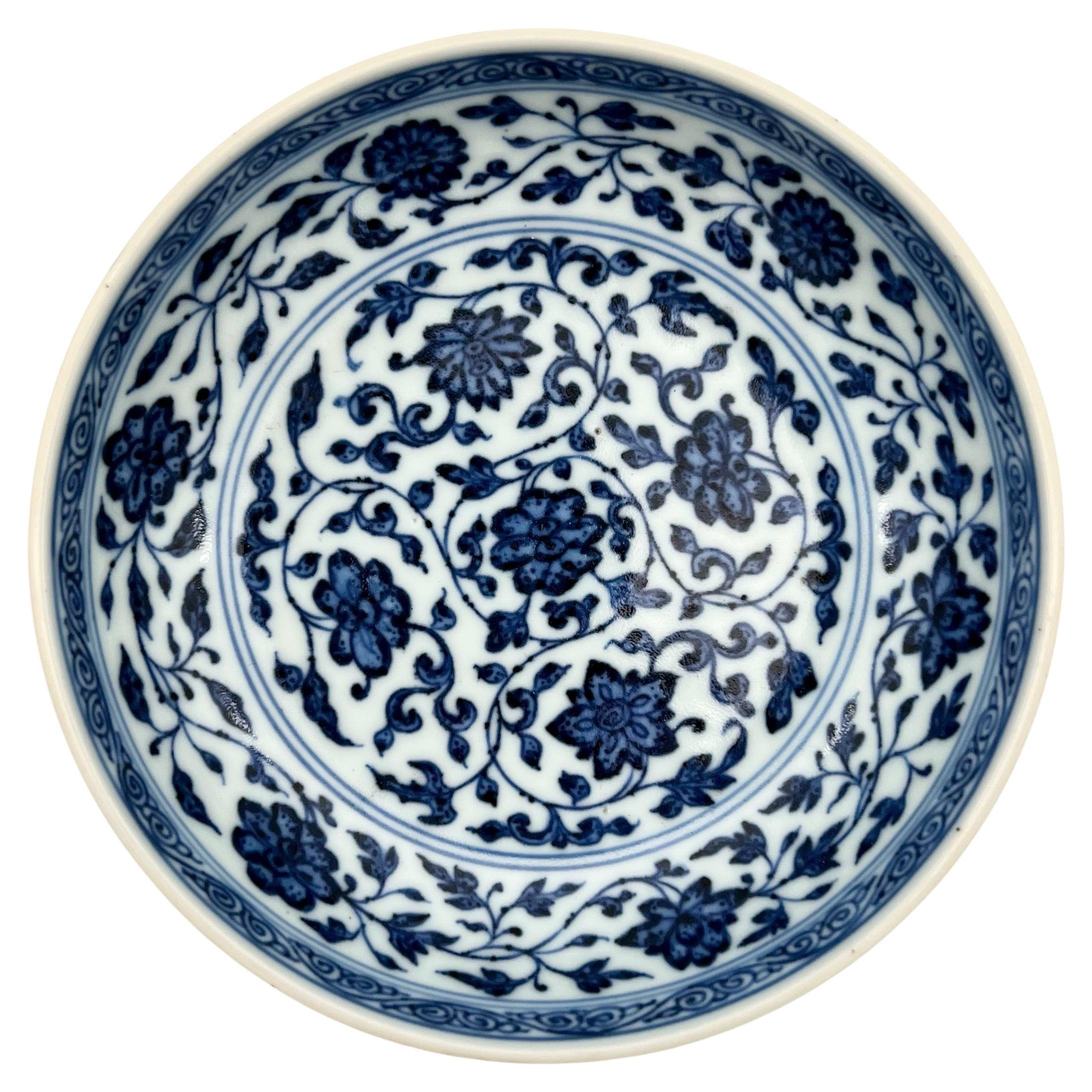 Blue and White Ming-Style Dish, Qianlong Mark and Period, China 1736 - 1795