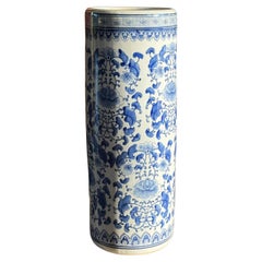 A blue-and-white porcelain urn or umbrella holder, 20th century A blue-and-white porcelain urn or umbrella holder, 20th century