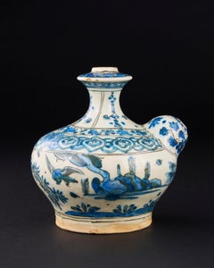 A Blue And White Safavid Underglaze-Painted Pottery Kendi, 17TH Century