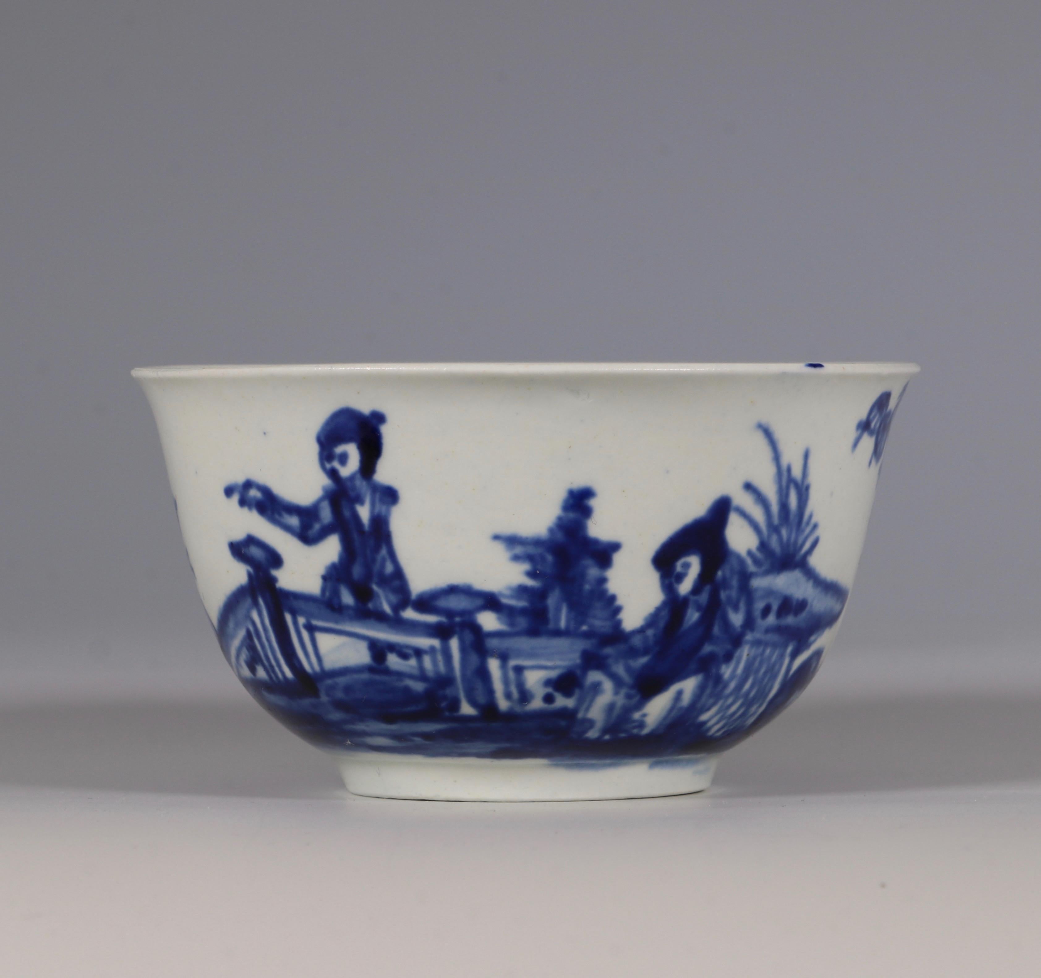 Glazed Blue and White Vauxhall Tea Bowl and Saucer, circa 1755-1758 For Sale