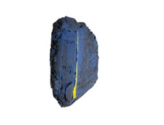 Arte da parete in ceramica dipinta di blu e giallo in rilievo di Bram Bogart, 1998